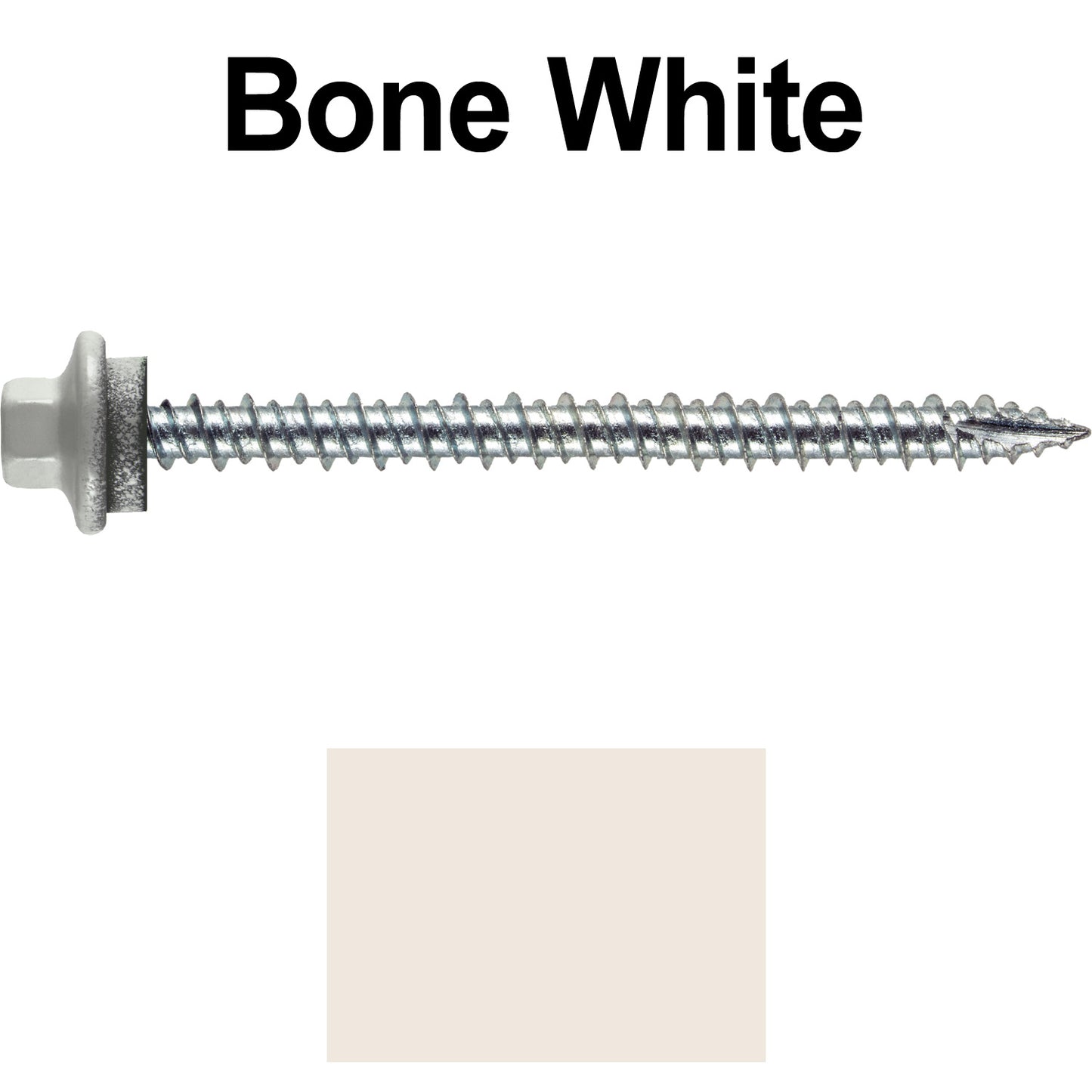 10 x 2-1/2” - STAINLESS HEX / ZINC Sheet Metal Roof Screw. Self starting metal to wood siding screws. EPDM washer. Colored head.