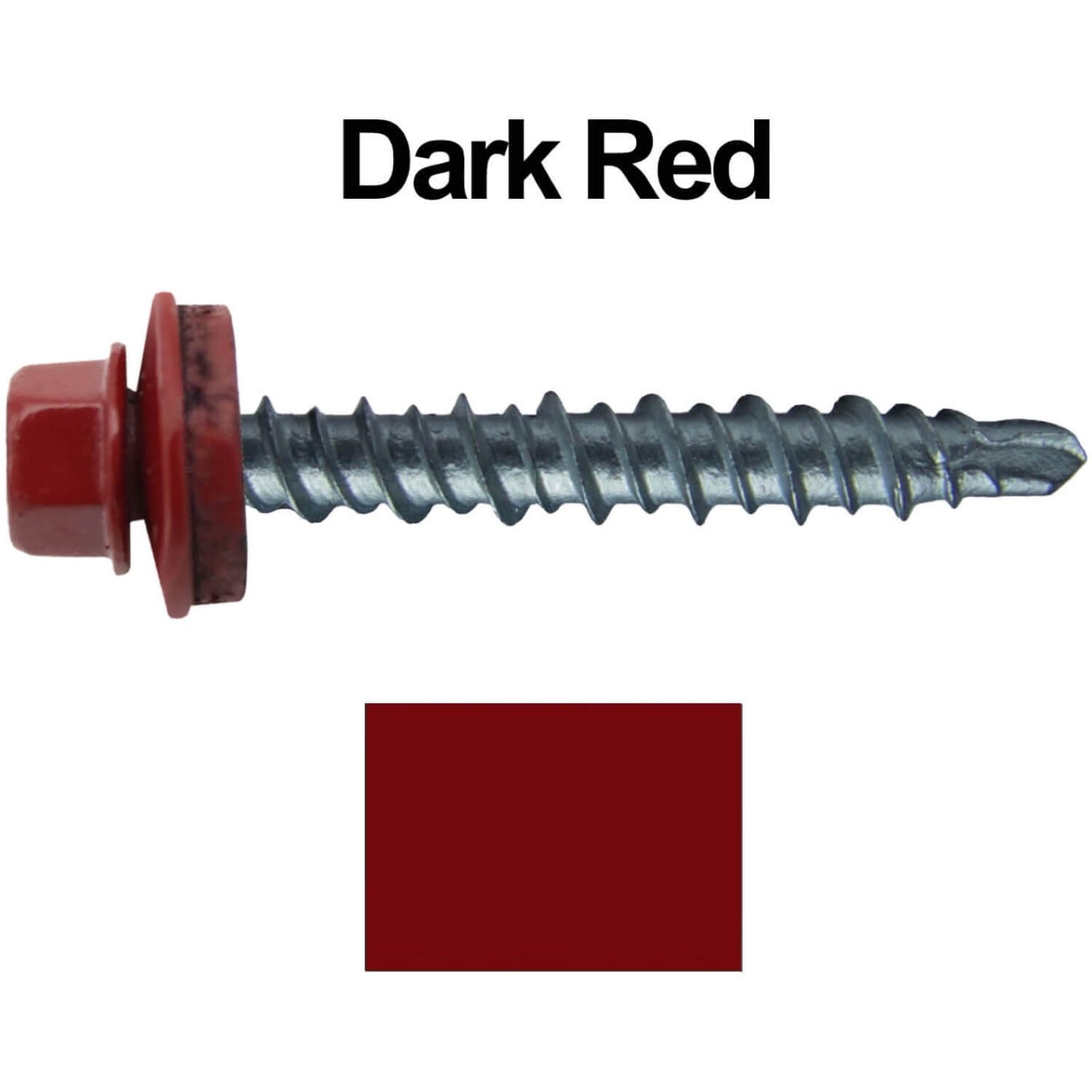 #10 x 1" Mini Driller Sheet Metal Roofing Screw - Hex Washer Head - Self starting metal to wood siding screws. EPDM washer. Colored head.