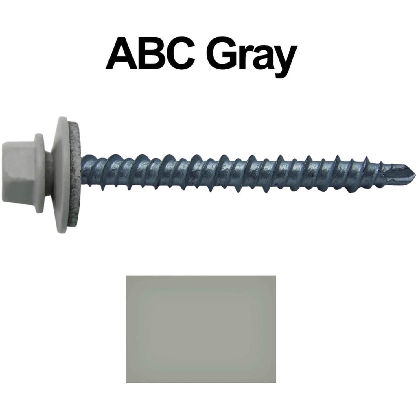 10 x 2" - Mini Driller Sheet Metal Roofing Screw - Hex Washer Head - Self starting metal to wood siding screws. EPDM washer. Colored head.