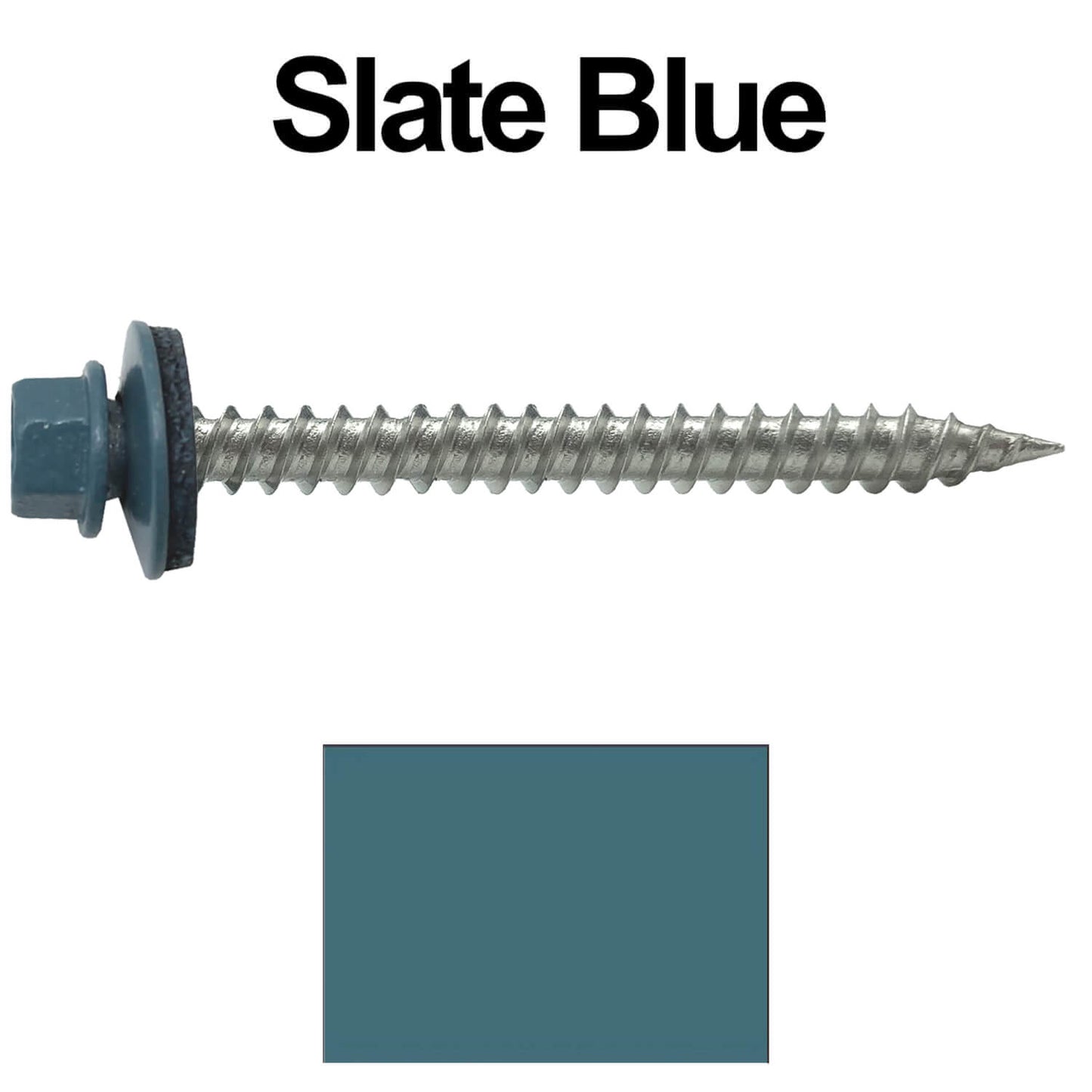 #9 x 2" Stainless Steel Metal Roofing Screws - Hex Washer Head - Self-Piercing (SP) tip metal to wood. EPDM washer. Colored head.