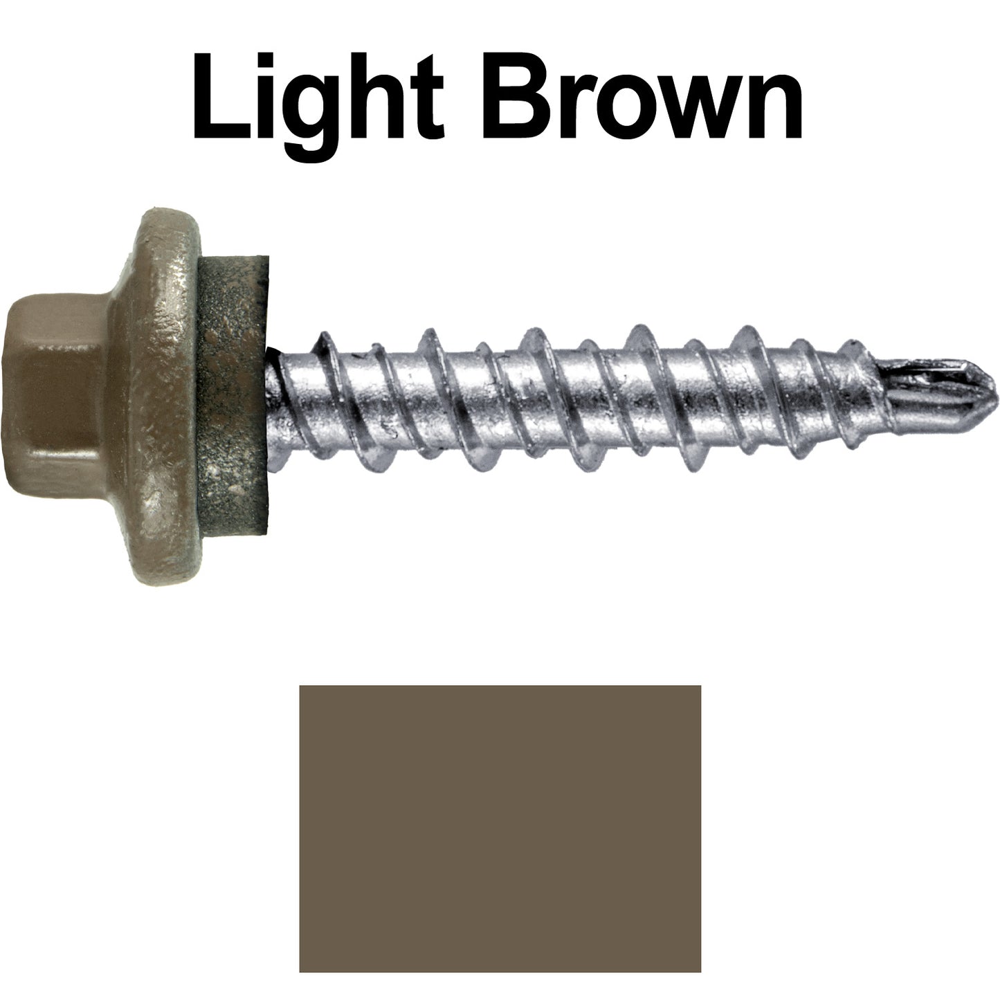 #10 x 1" Stainless Steel Mini Driller Sheet Metal Roofing Screw - Hex Washer Cap - Self starting metal to wood siding screws - EPDM washer. Colored Head.