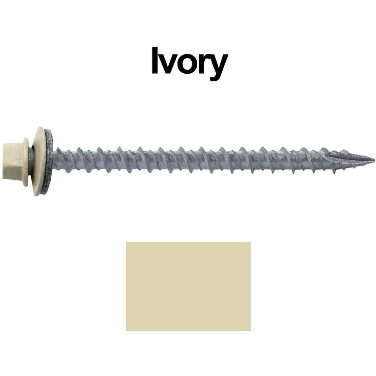 #10 x 2-1/2" Metal ROOFING SCREWS - Hex Washer Head - Self starting/self tapping - EPDM washer. Colored head.
