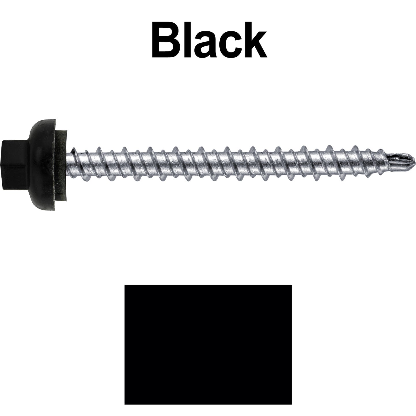 10 X 2” Zinc Aluminum Cap MINI-DRILLER Roofing Screws HI-LO THREAD Zinc Plated Carbon Steel Shank - EPDM Washer - Colored head