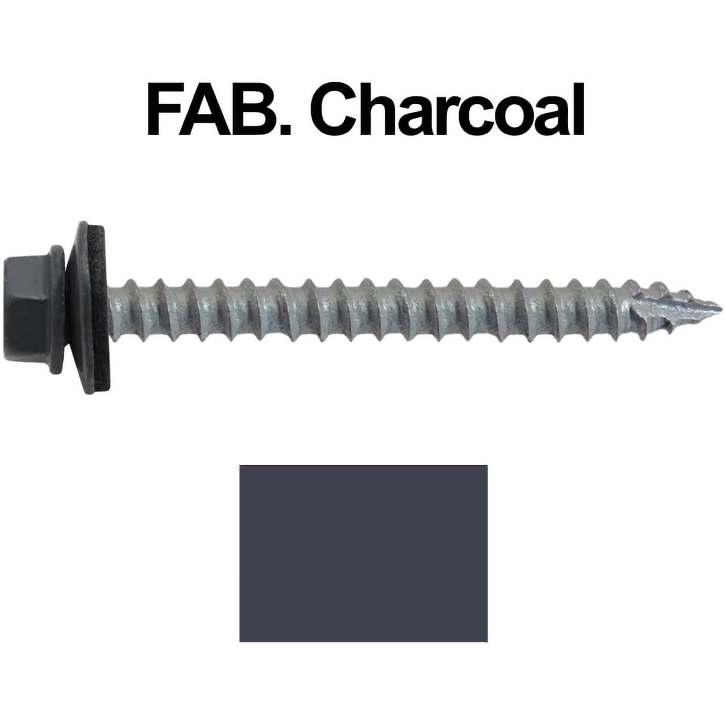 #14 x 2-1/2" Metal ROOFING SCREWS - Hex Washer Head - Self starting/self tapping - EPDM washer. Colored head.