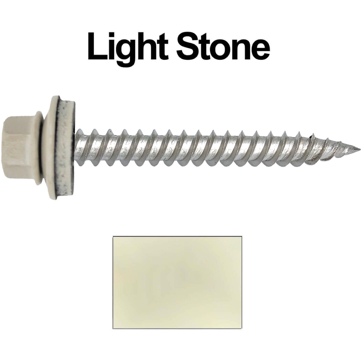 12 x 2" Stainless Steel Metal Roofing Screw - Hex ReGrip Washer Head - Self starting/self tapping - EPDM washer. Colored head.