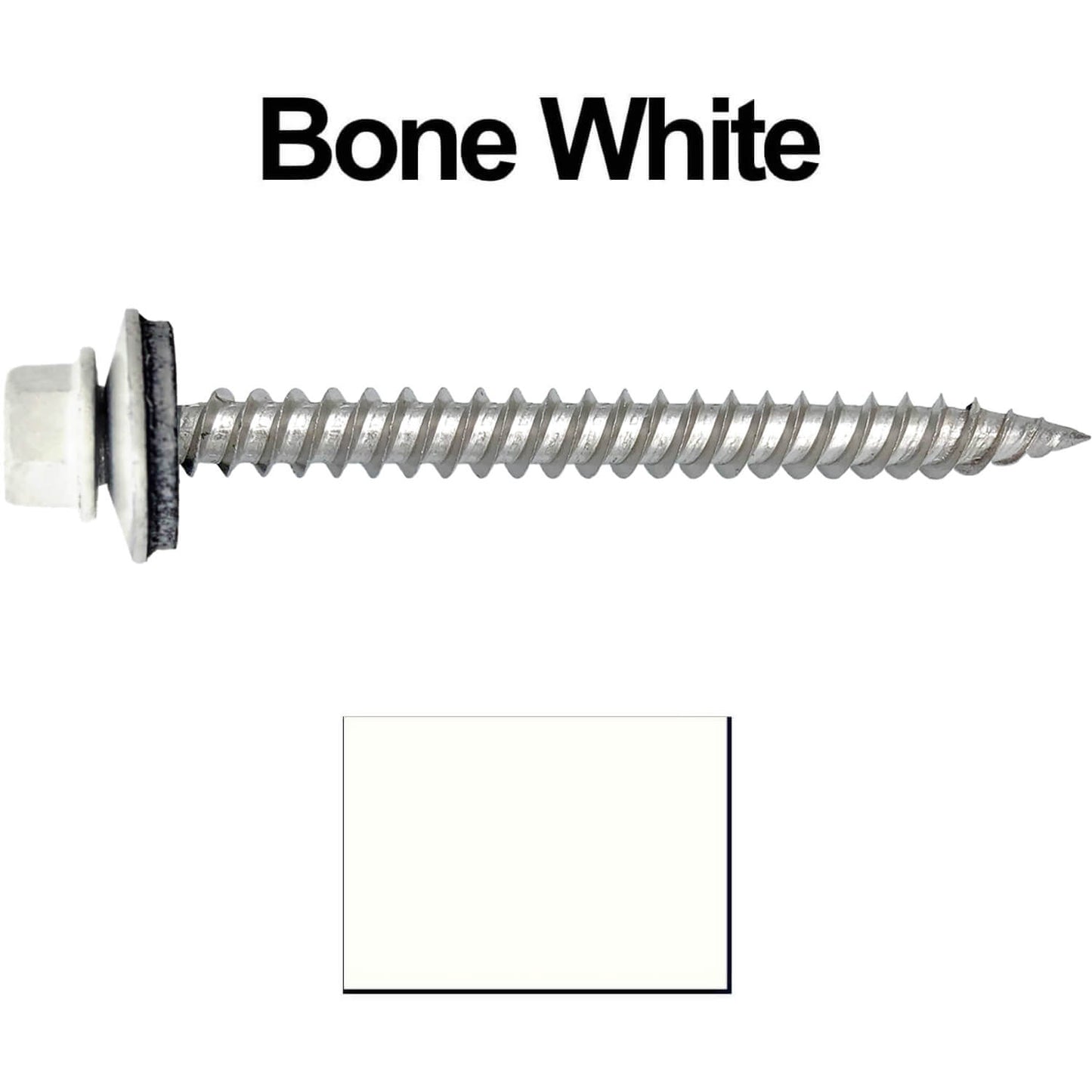 12 x 2-1/2" Stainless Steel Metal Roofing Screw - Hex Washer Head - Self starting/self tapping - EPDM washer. Colored head.
