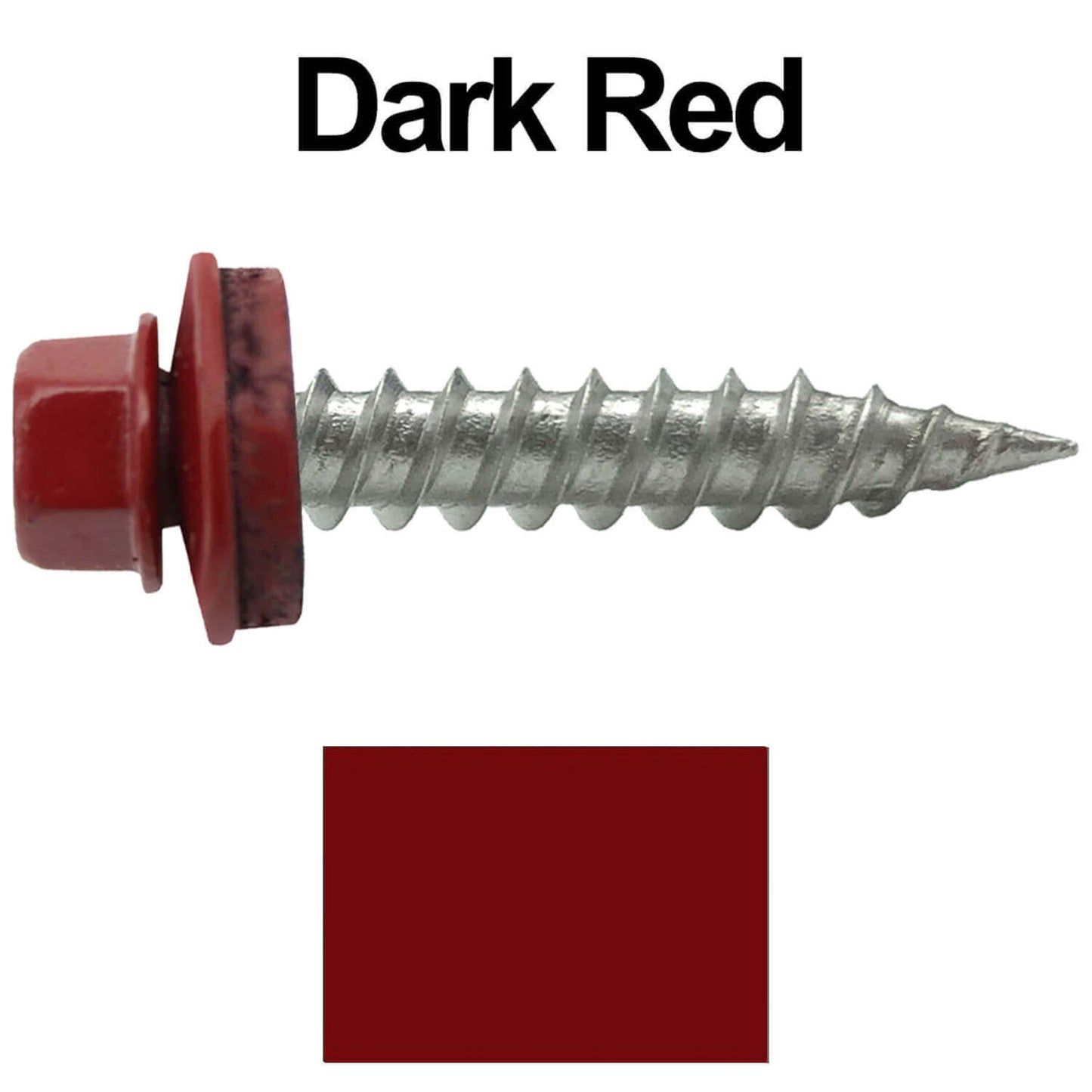 #9 x 1" Stainless Steel Metal Roofing Screws - Hex Washer Head - Self-Piercing (SP) tip metal to wood siding screws. EPDM washer. Colored head.
