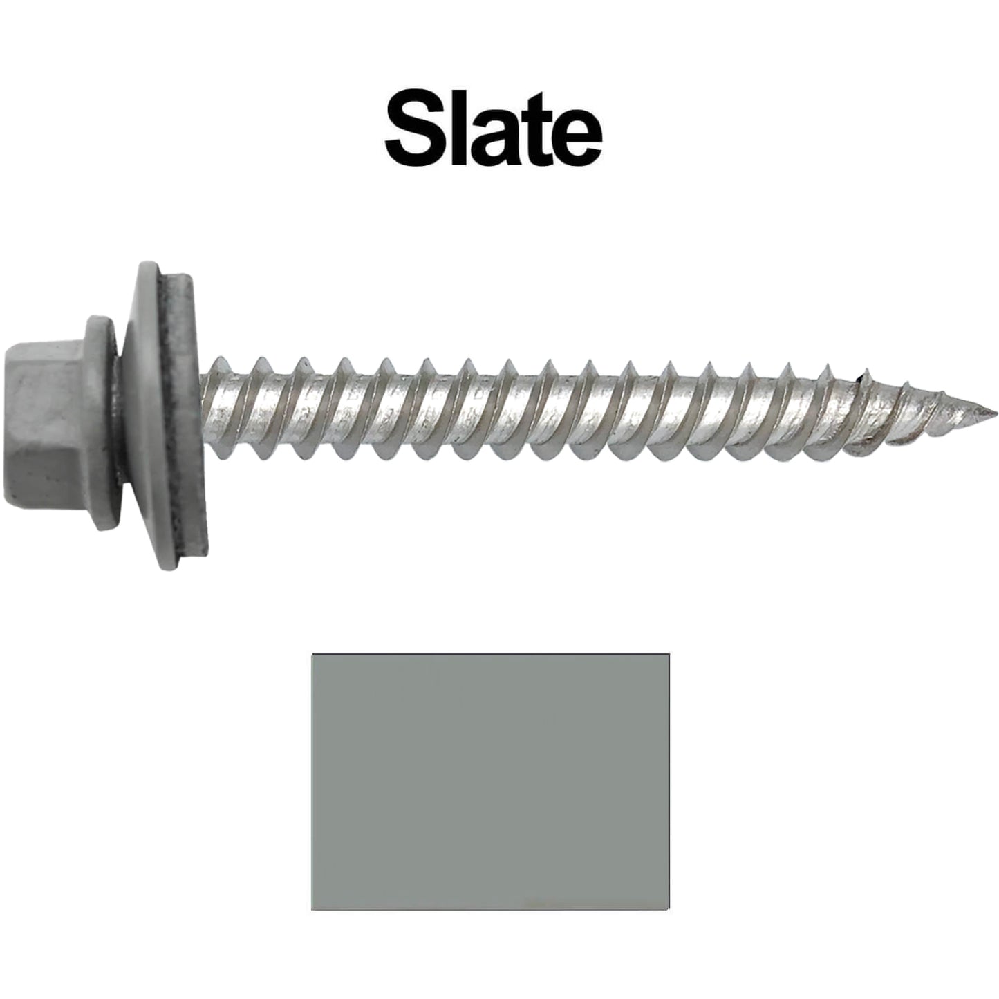 12 x 2" Stainless Steel Metal Roofing Screw - Hex ReGrip Washer Head - Self starting/self tapping - EPDM washer. Colored head.