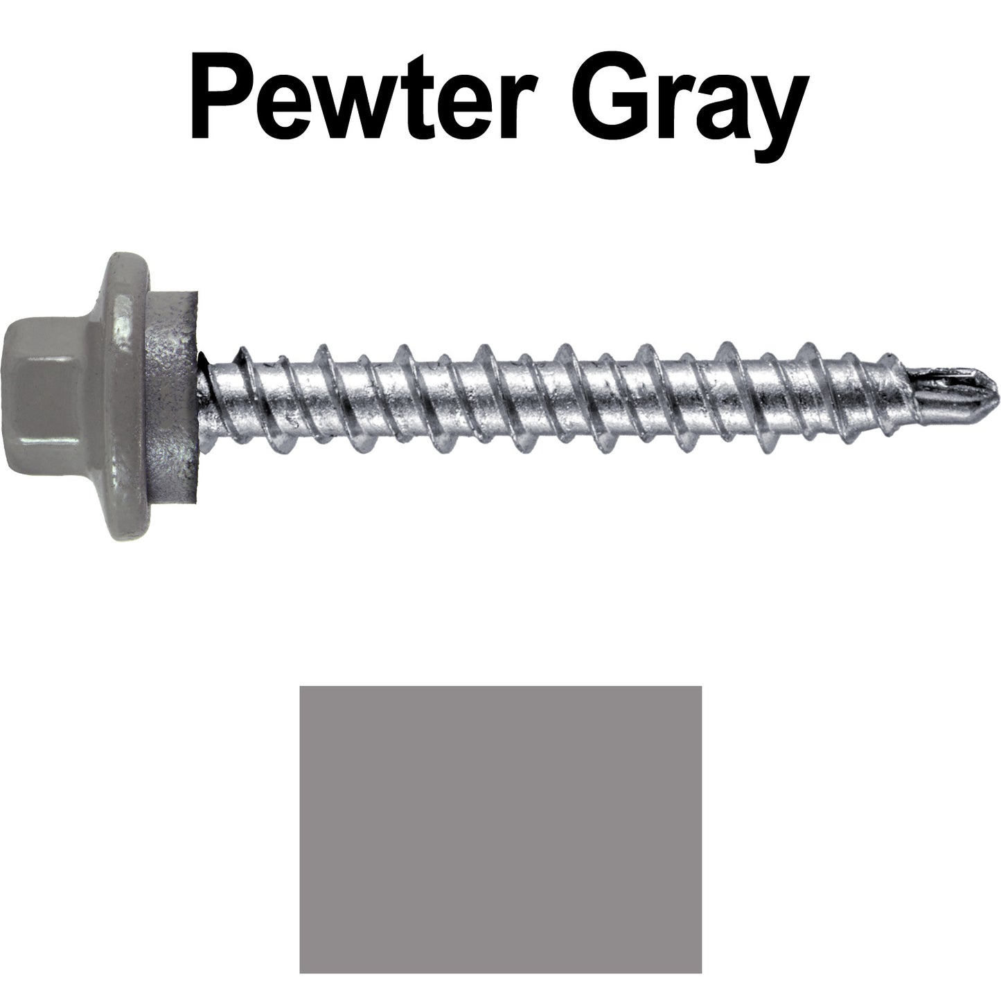#10 x 1-1/2" Stainless Steel Mini Driller Sheet Metal Roofing Screw - Hex Washer Cap - Self starting metal to wood siding screws - EPDM washer. Colored head.
