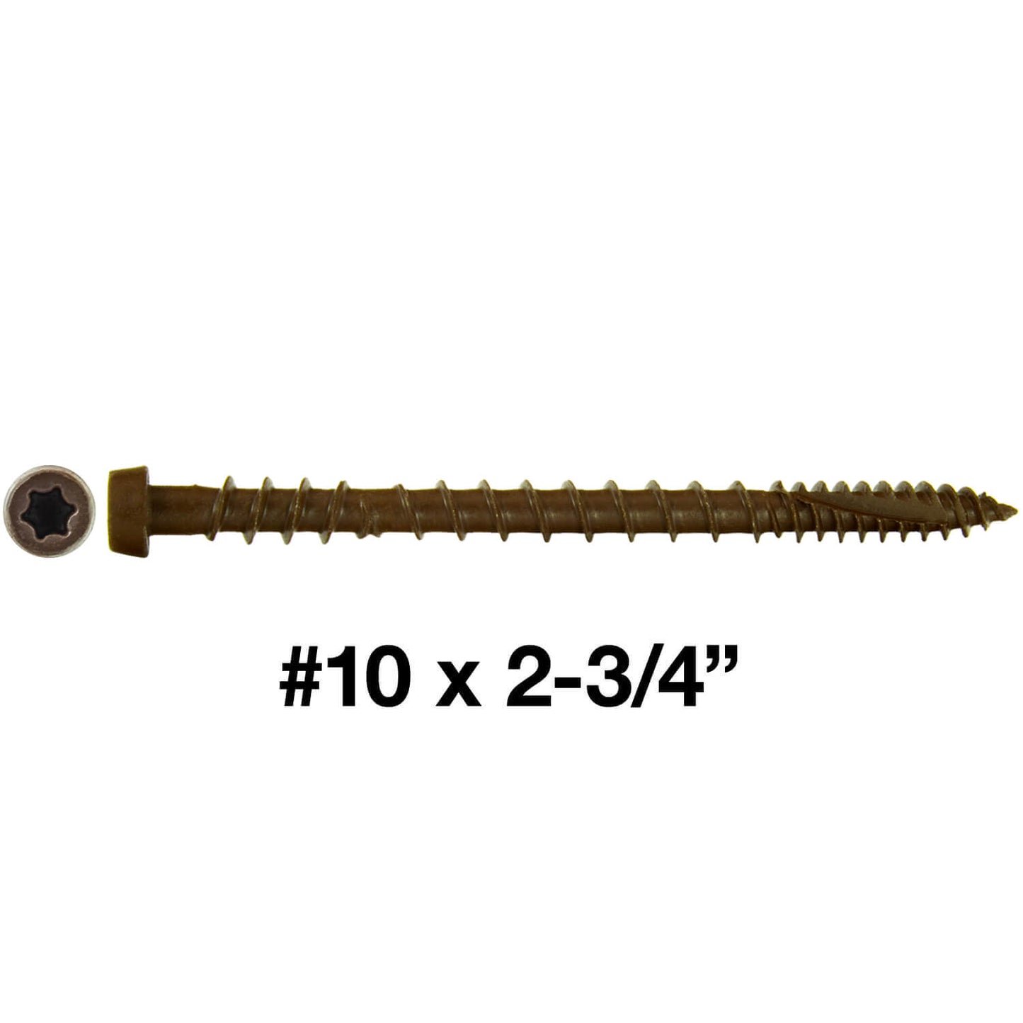 #10 x 2-3/4" Colored Composite Decking Wood Screws with Torx/Star Drive Head (T20 Bit), Exterior Coated, Compatible with Pressure Treated and ACQ Lumber