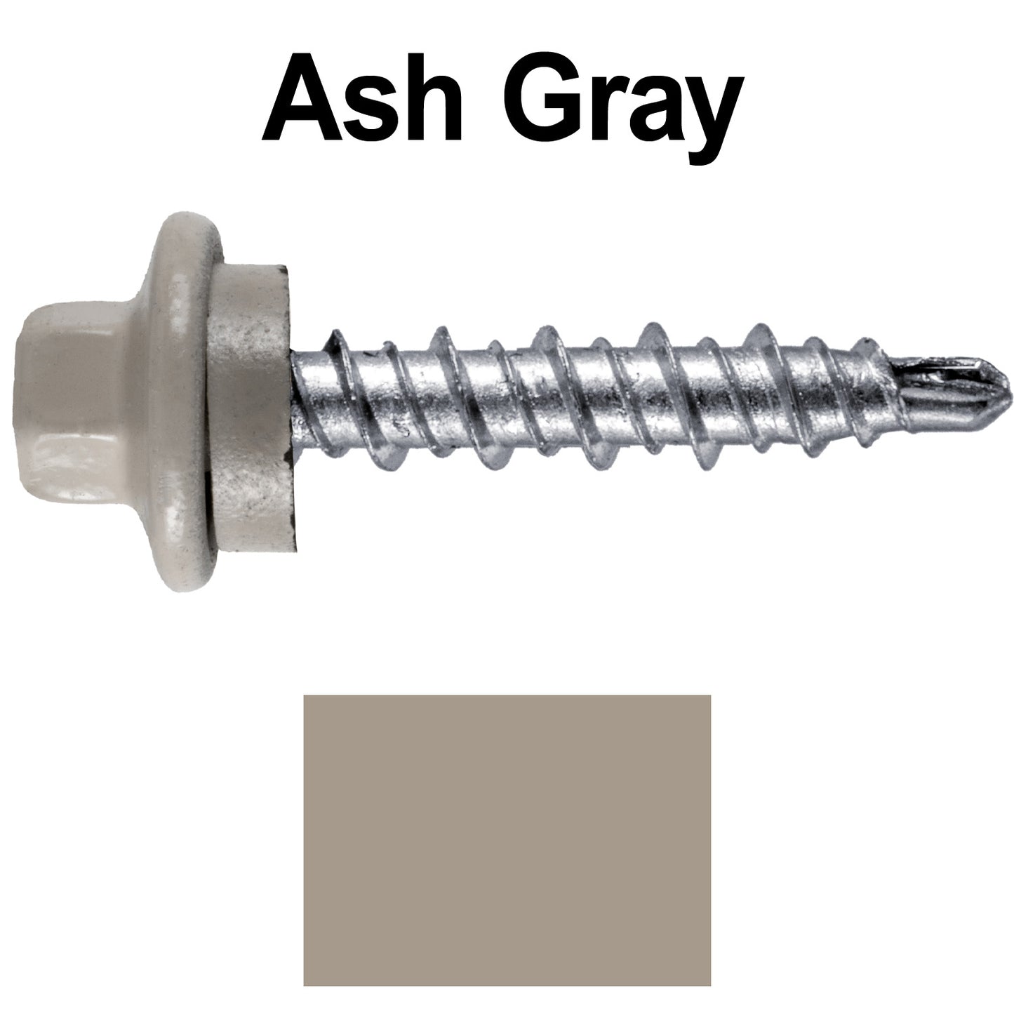 #10 x 1" Stainless Steel Mini Driller Sheet Metal Roofing Screw - Hex Washer Cap - Self starting metal to wood siding screws - EPDM washer. Colored Head.