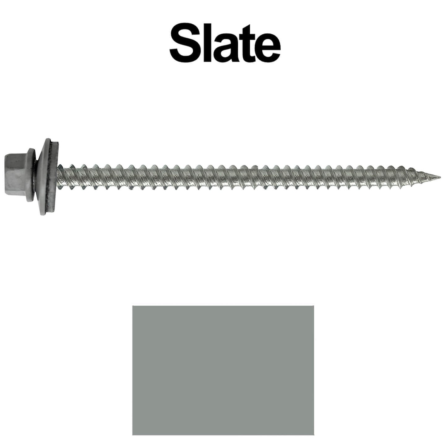 #9 x 3" Stainless Steel Metal Roofing Screws - Hex Washer Head - Self starting/self tapping - EPDM washer. Colored head.