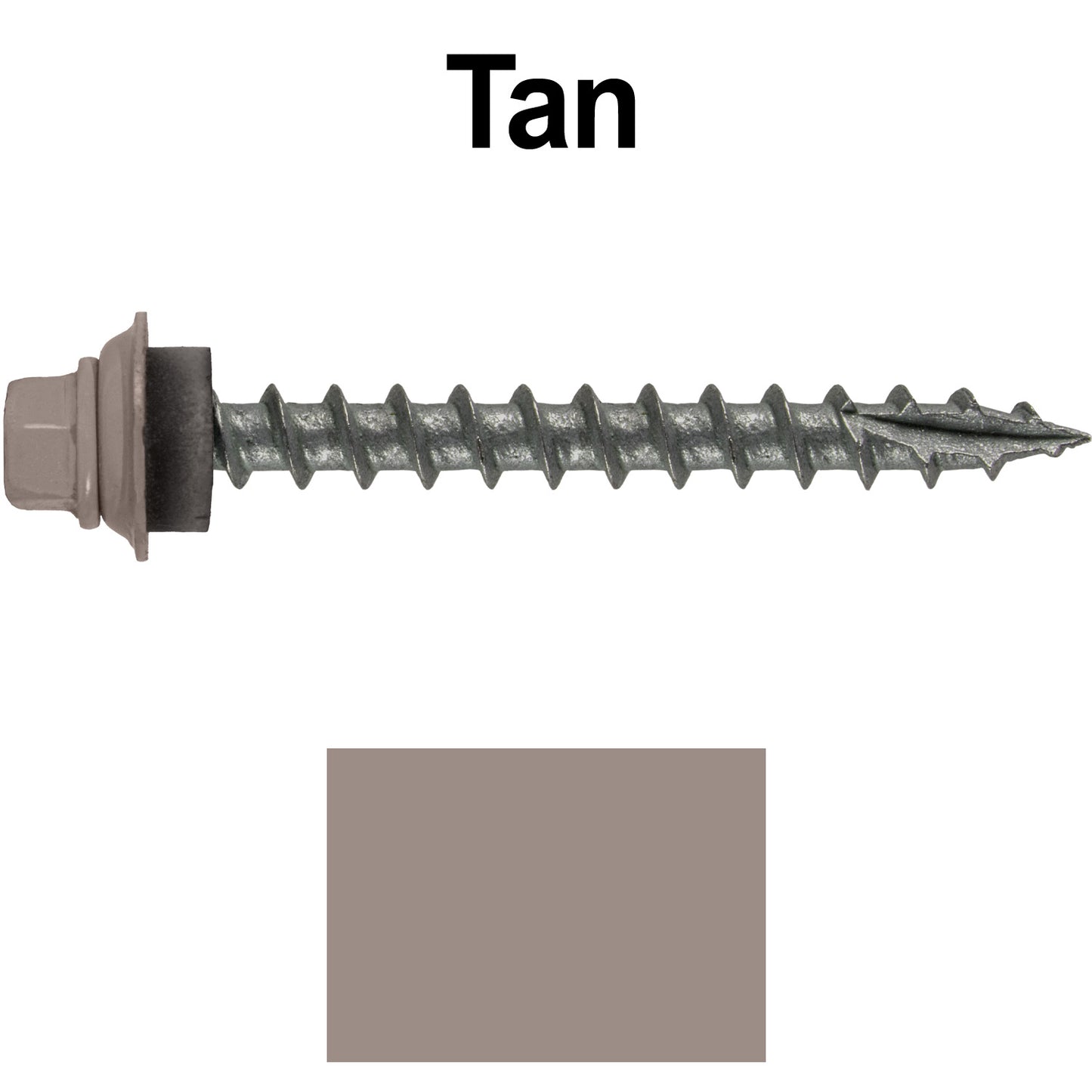 12 X 2" Metal Roofing Screws For OSB and Plywood - Galvanized Metal to Wood Type 17 Tip - 1/4" Hex Head - Assembled EPDM Washer