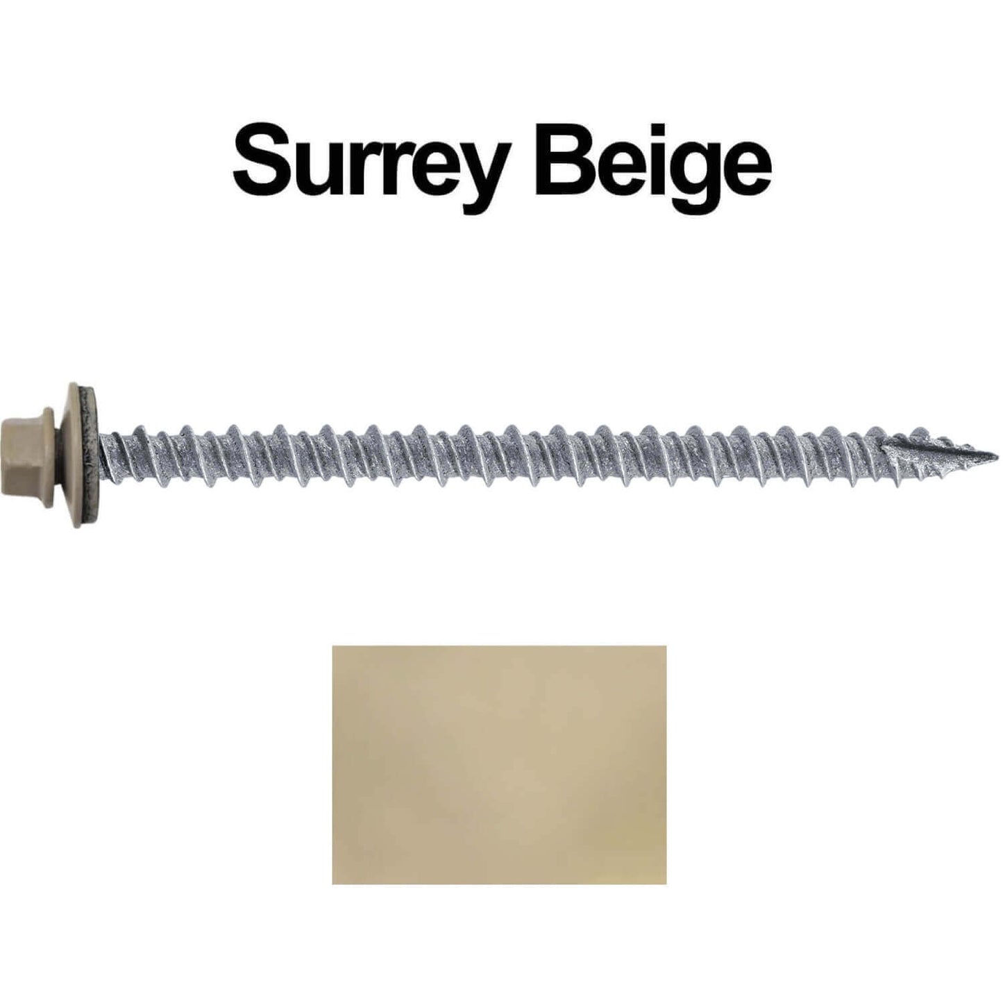 #10 x 3" Metal ROOFING SCREWS - Hex Washer Head - Self starting/self tapping - EPDM washer. Colored head.