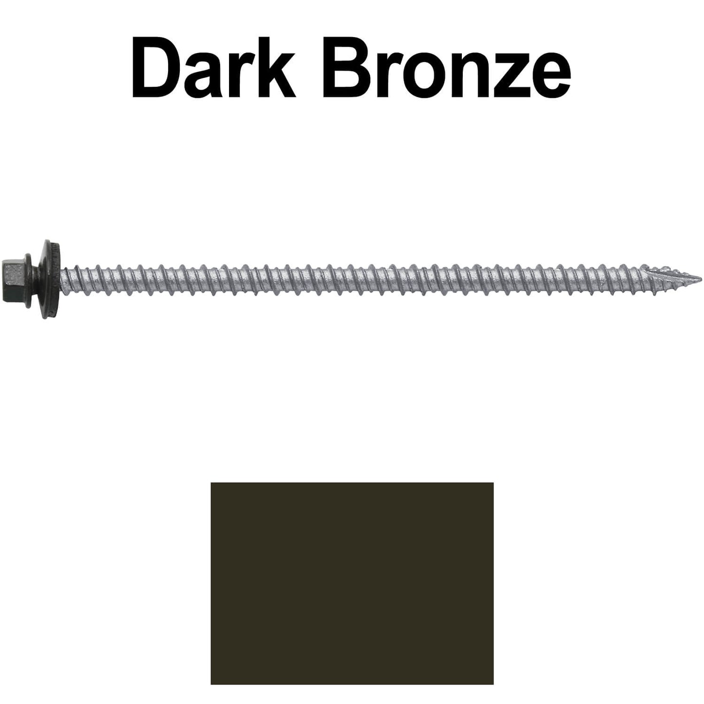 #10 x 4" Metal ROOFING SCREWS - Hex Washer Head - Self starting/self tapping - EPDM washer. Colored head.