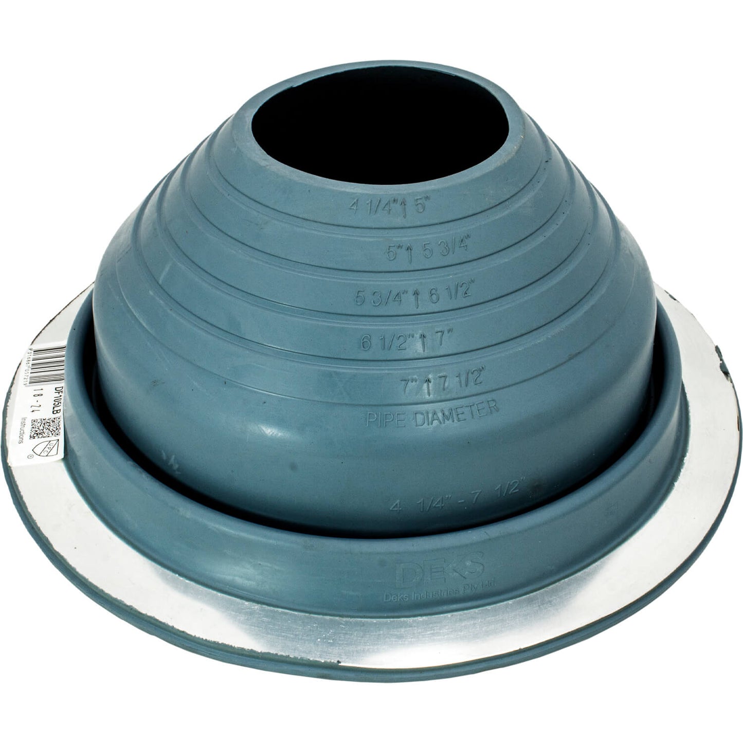 Dektite Round EPDM Pipe Flashings in Multiple Colors and Three Different Sizes. Continuous Service Temperature Ranges of -58F to 239F (EPDM)