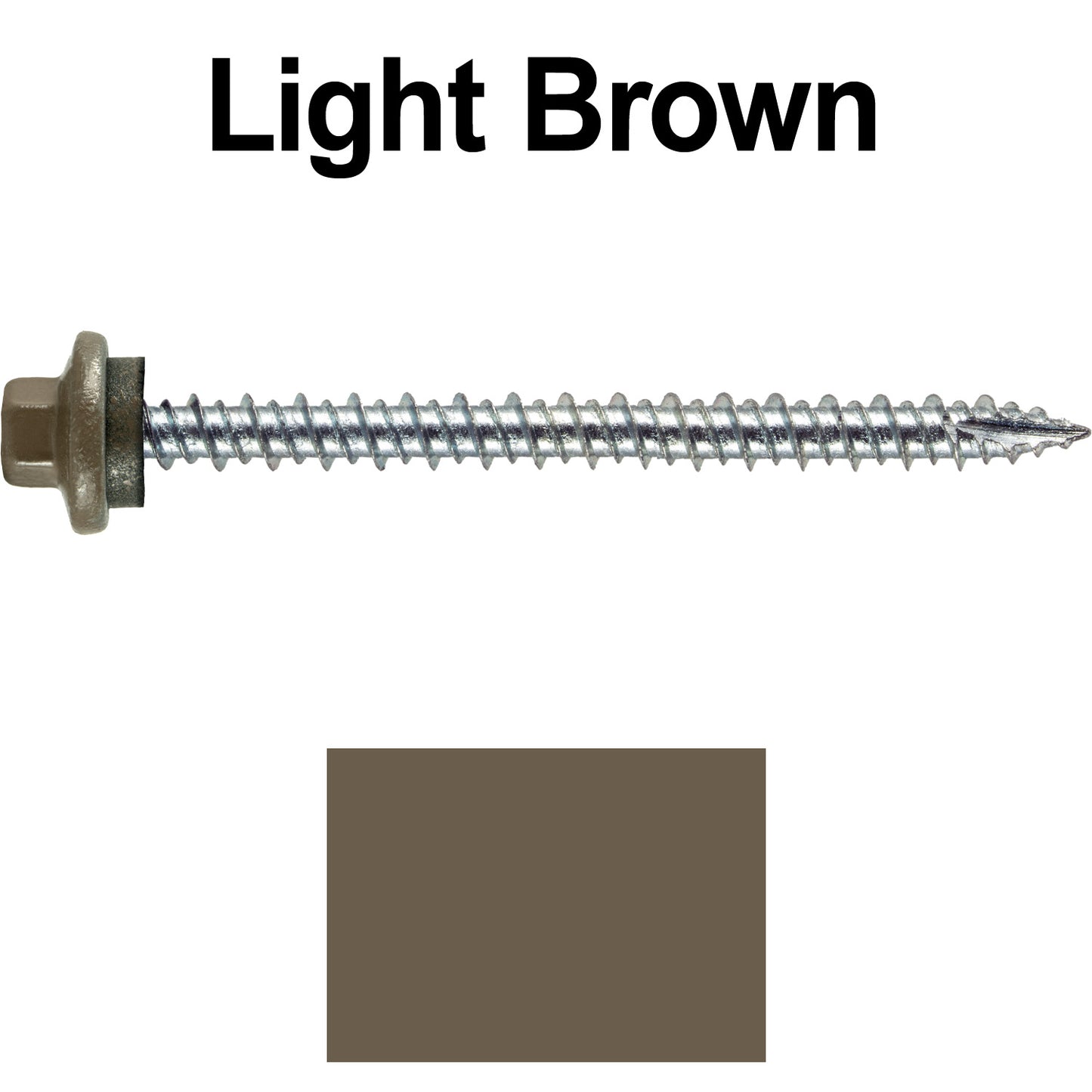10 x 2-1/2” - STAINLESS HEX / ZINC Sheet Metal Roof Screw. Self starting metal to wood siding screws. EPDM washer. Colored head.