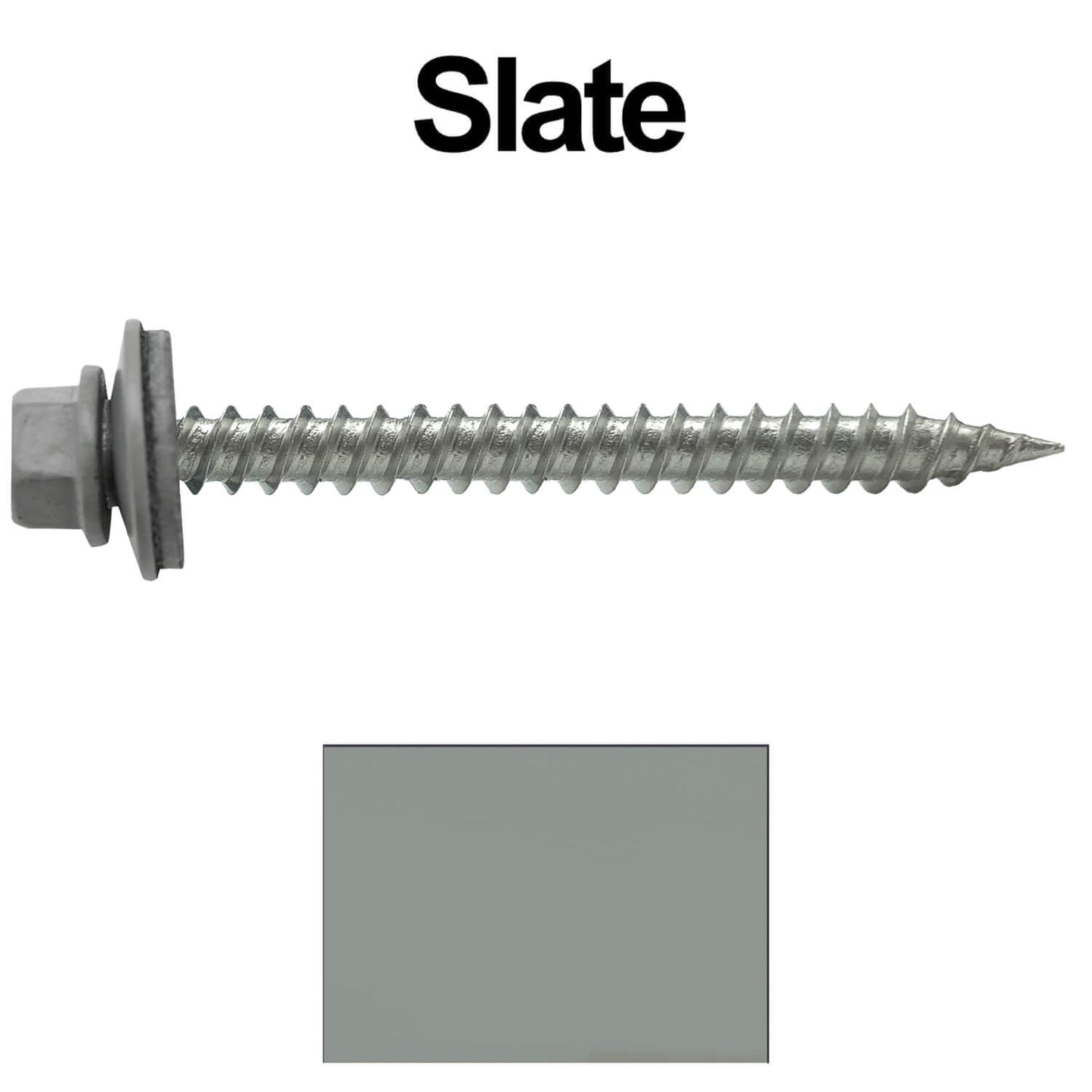 #9 x 2" Stainless Steel Metal Roofing Screws - Hex Washer Head - Self-Piercing (SP) tip metal to wood. EPDM washer. Colored head.