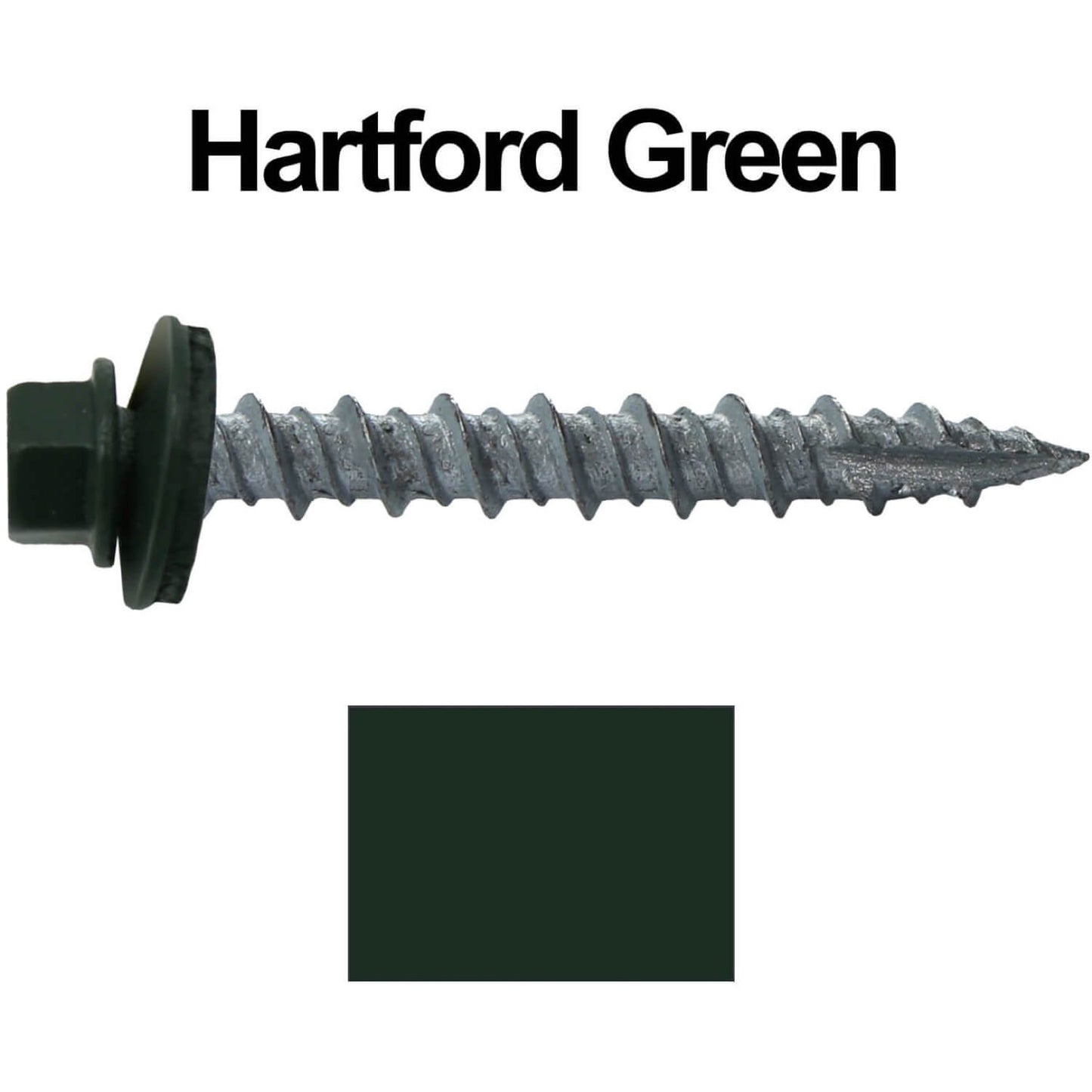 #10 x 1-1/2" Metal ROOFING SCREWS - Hex Washer Head - Self starting/self tapping - EPDM washer. Colored head.