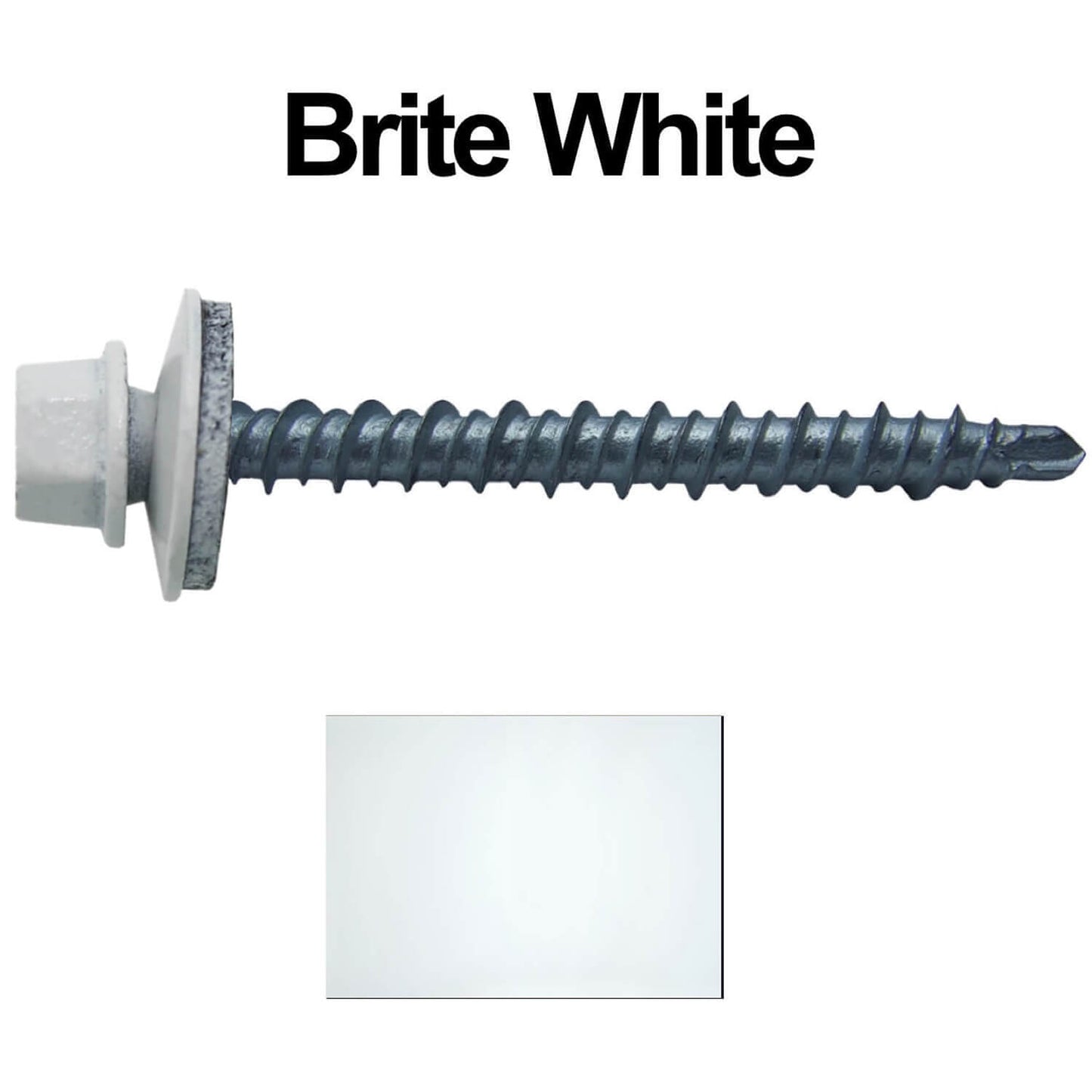 10 x 2" - Mini Driller Sheet Metal Roofing Screw - Hex Washer Head - Self starting metal to wood siding screws. EPDM washer. Colored head.