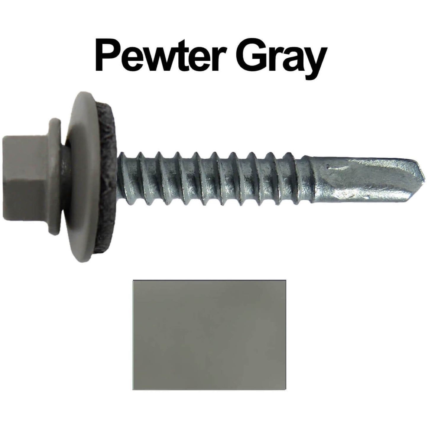 #12x1-1/2" Metal to Metal Type #3 Metal Roofing Screws- Hex Head Drill Point - 9/16" EPDM Washer. Colored head.