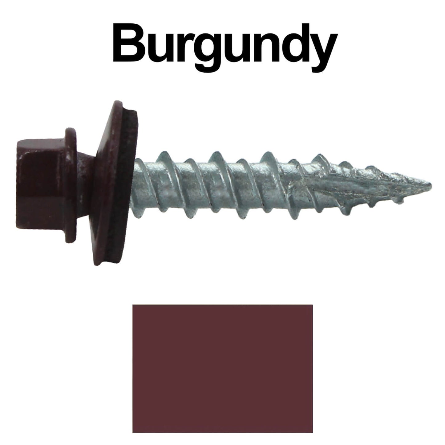 #10 x 1" Metal ROOFING SCREWS - Hex Washer Head - Self starting/self tapping - EPDM washer. Colored head.