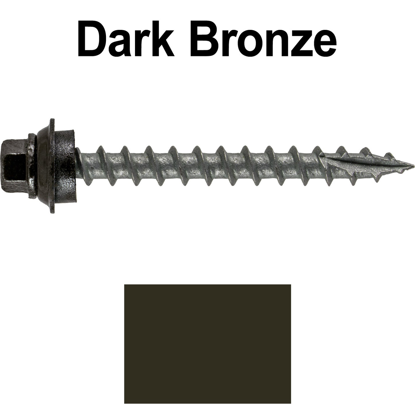 12 X 2" Metal Roofing Screws For OSB and Plywood - Galvanized Metal to Wood Type 17 Tip - 1/4" Hex Head - Assembled EPDM Washer