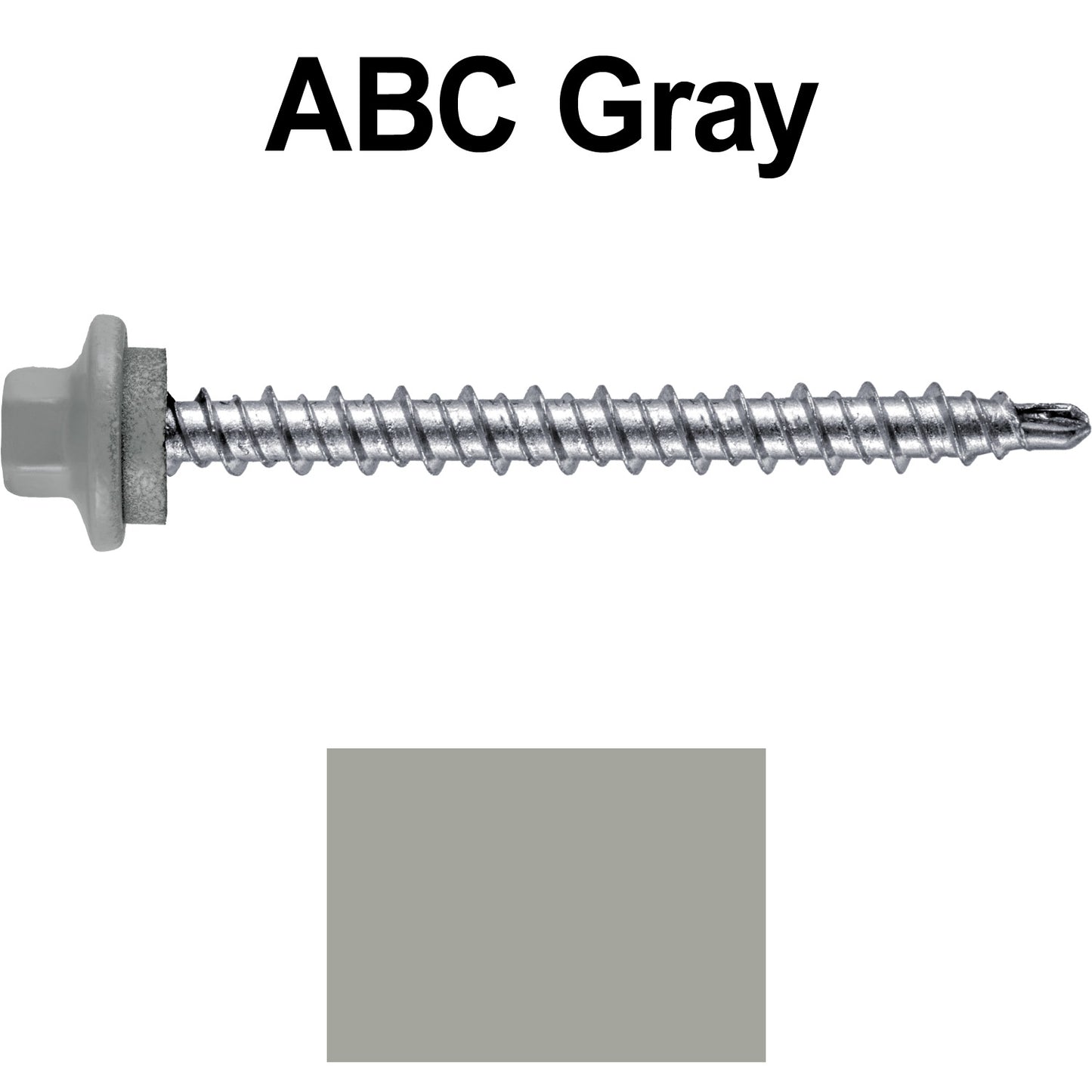#10 x 2" Stainless Steel Mini Driller Sheet Metal Roofing Screw - Hex Washer Cap - Self starting metal to wood siding screws - EPDM washer. Colored head.