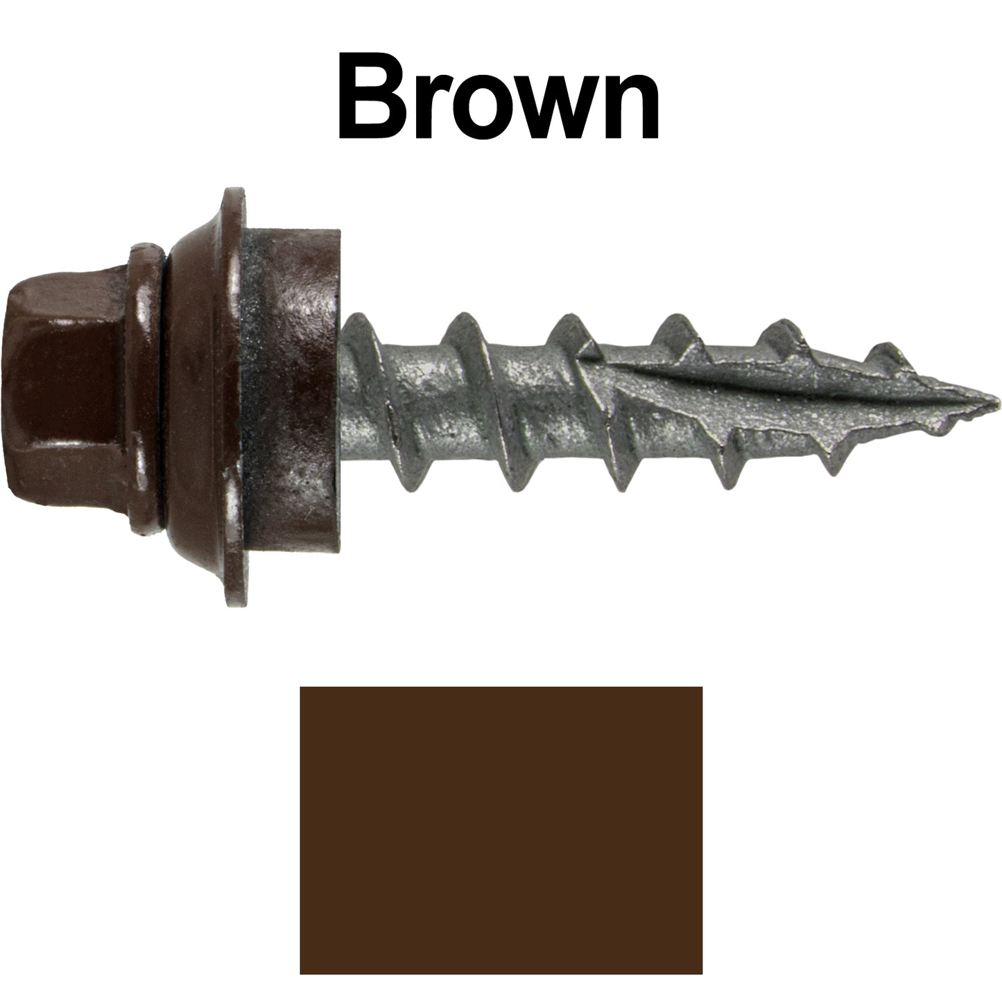 12 X 1" Metal Roofing Screws For OSB and Plywood - Galvanized Metal to Wood Type 17 Tip - 1/4" Hex Head - Assembled EPDM Washer