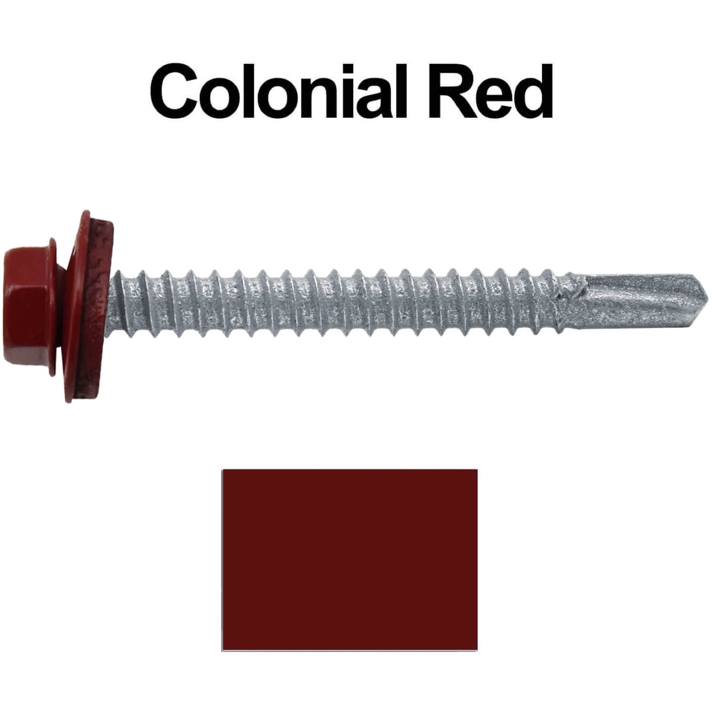 #12 x 2" Metal to Metal Type #3 Metal Roofing Screws - Hex Head Drill Point - 9/16" EPDM Washer.