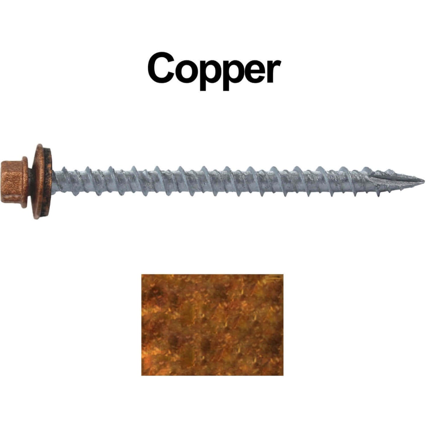 #10 x 2-1/2" Metal ROOFING SCREWS - Hex Washer Head - Self starting/self tapping - EPDM washer. Colored head.