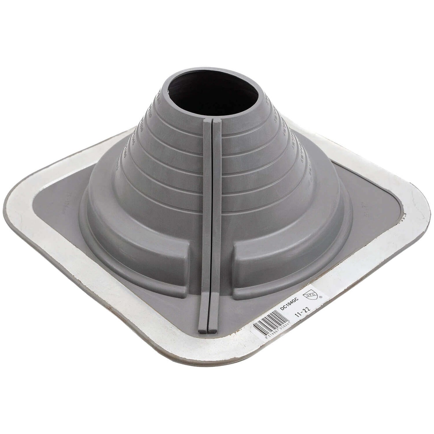 GRAY DEKTITE SQUARE BASE COMBO PIPE FLASHING BOOT: EPDM Square Base Flexible Pipe Flashing Dektite