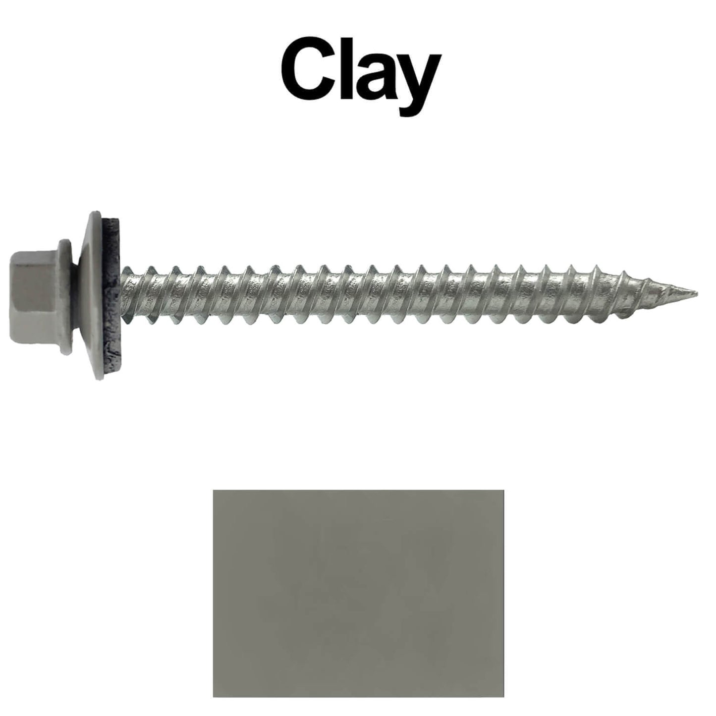 #9 x 2" Stainless Steel Metal Roofing Screws - Hex Washer Head - Self-Piercing (SP) tip metal to wood. EPDM washer. Colored head.