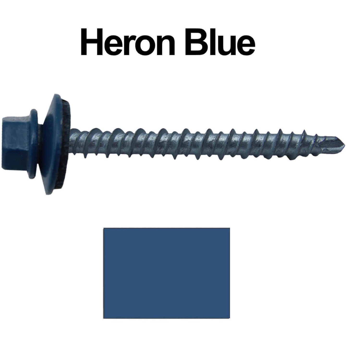 10 x 2" - Mini Driller Sheet Metal Roofing Screw - Hex Washer Head - Self starting metal to wood siding screws. EPDM washer. Colored head.