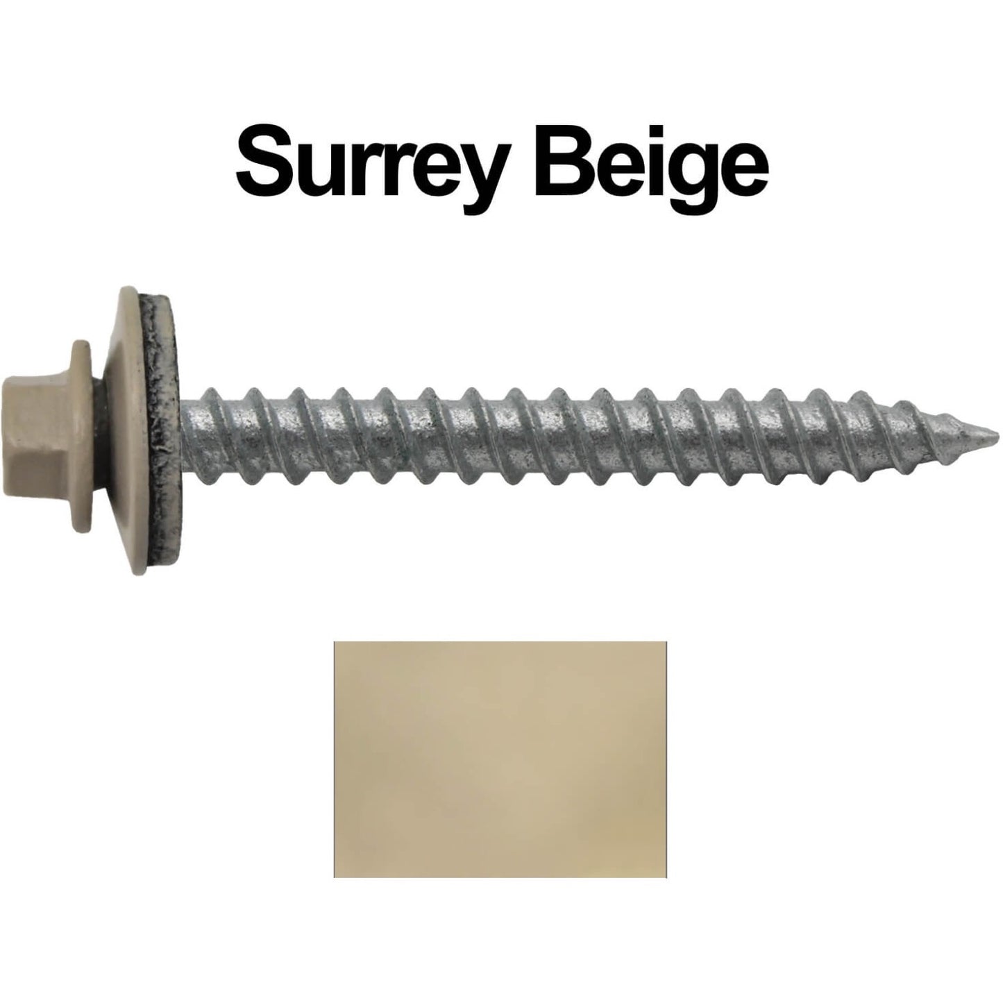 #12 x 2" RE-GRIP METAL ROOFING SCREWS - Hex Washer Head - Self starting/self tapping - EPDM washer. Colored head.
