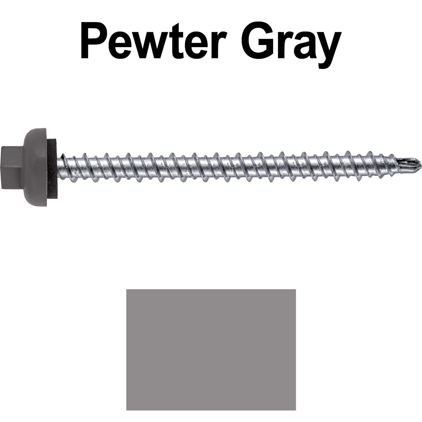 10 X 2-1/2" Zinc Aluminum Cap MINI-DRILLER Roofing Screws HI-LO THREAD Zinc Plated Carbon Steel Shank - EPDM Washer - Colored head