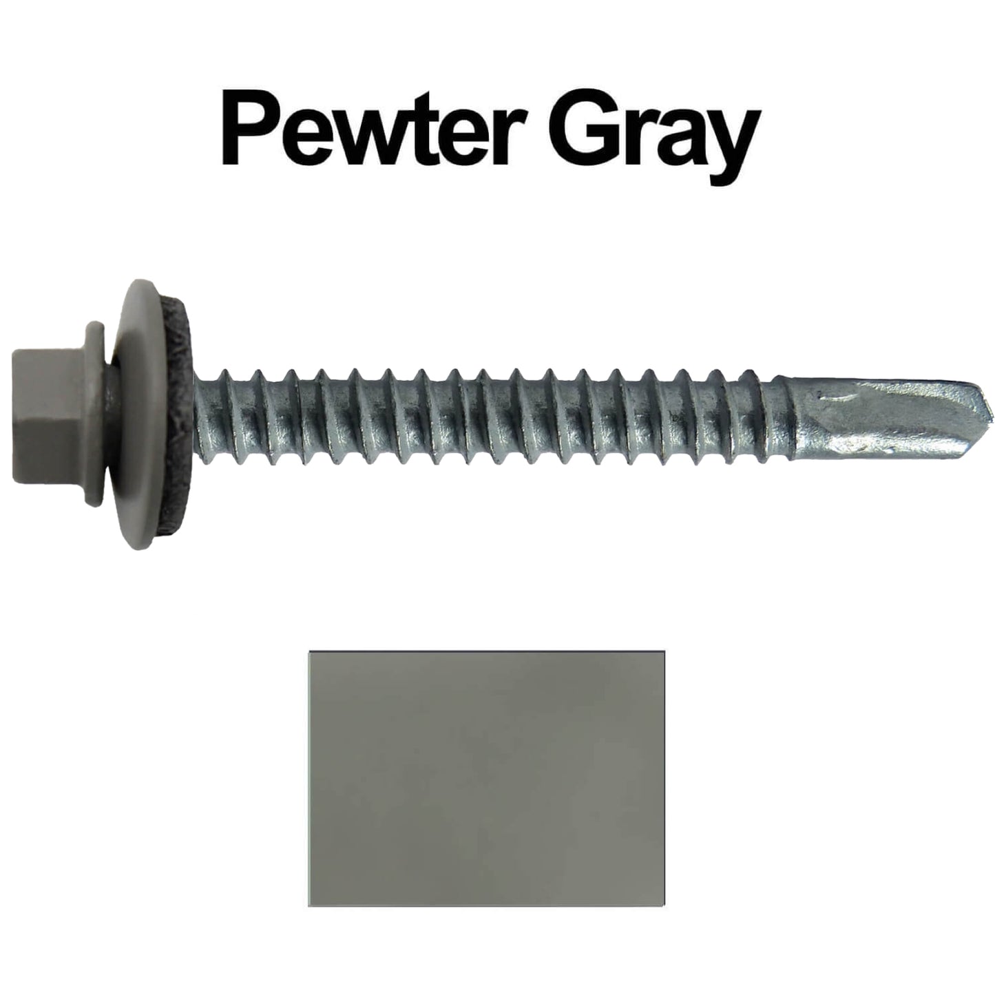 #12 x 2-1/2" Metal to Metal Type #3 Metal Roofing Screws - Hex Head Drill Point - 9/16" EPDM Washer. Colored head.