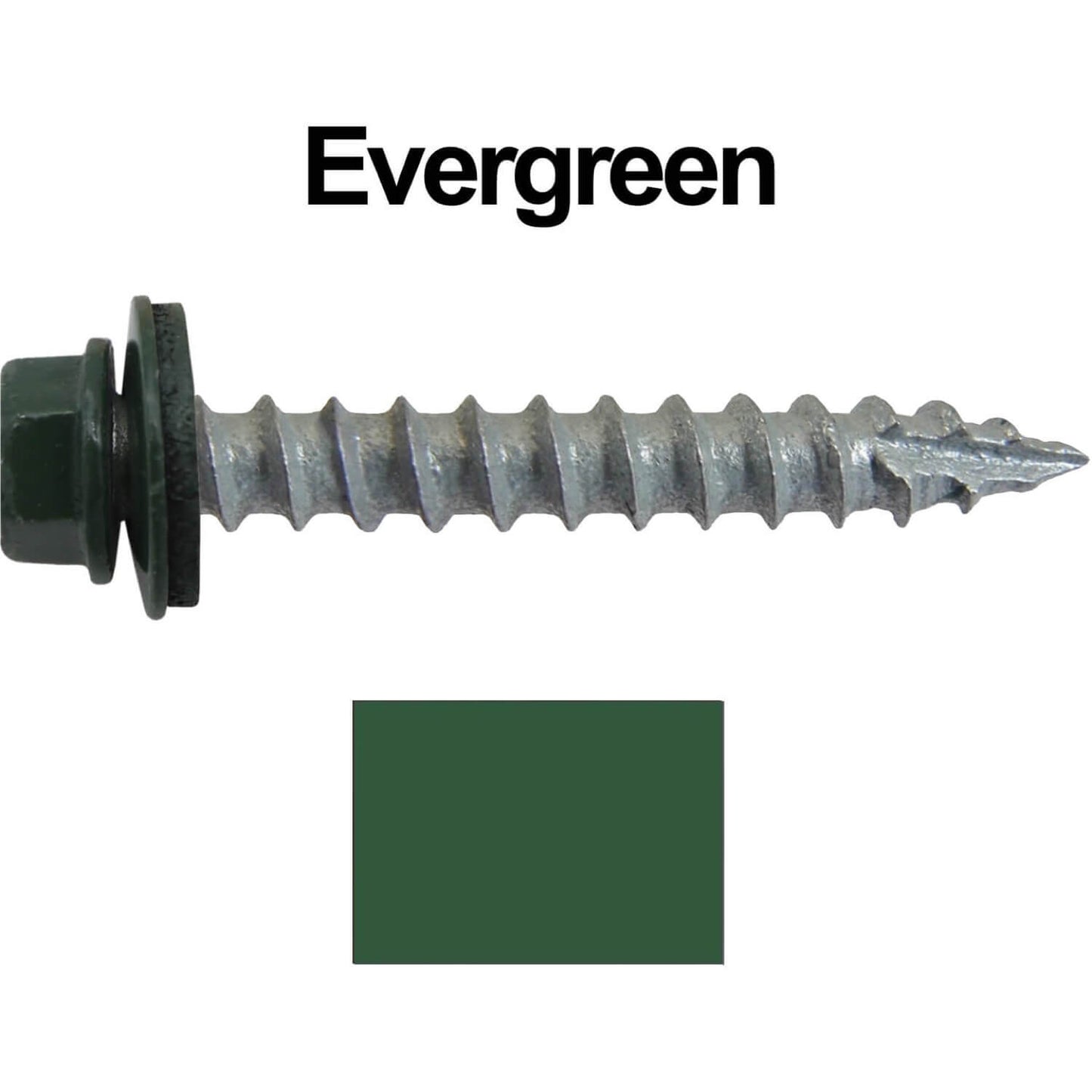 #14 x 1-1/2" Metal ROOFING SCREWS - Hex Washer Head - Self starting/self tapping - EPDM washer. Colored head.