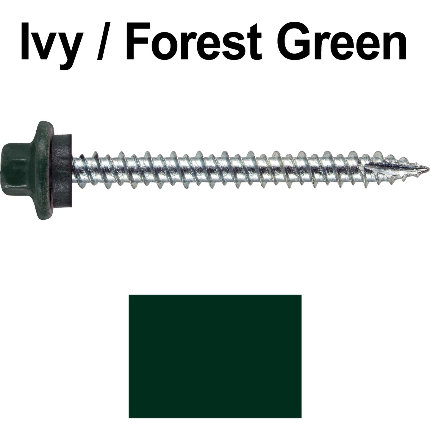 10 x 2” - STAINLESS HEX / ZINC Sheet Metal Roof Screw. Self starting metal to wood siding screws. EPDM washer. Colored head.