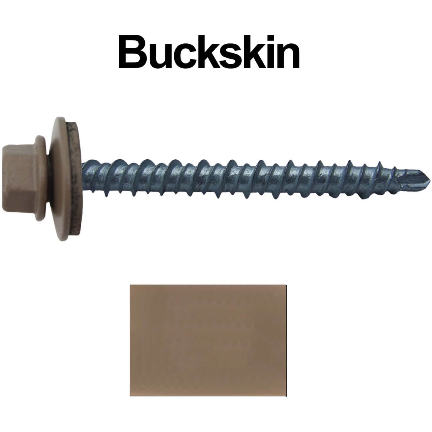 10 x 2" - Mini Driller Sheet Metal Roofing Screw - Hex Washer Head - Self starting metal to wood siding screws. EPDM washer. Colored head.