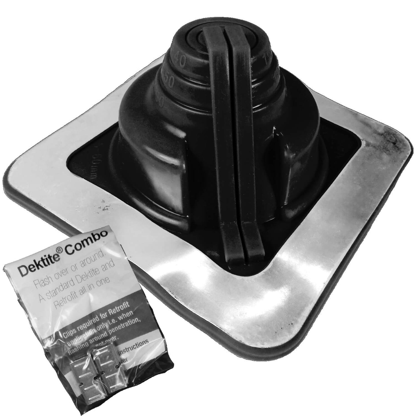 BLACK SQUARE BASE COMBO PIPE FLASHING BOOT: EPDM Square Base Flexible Pipe Flashing