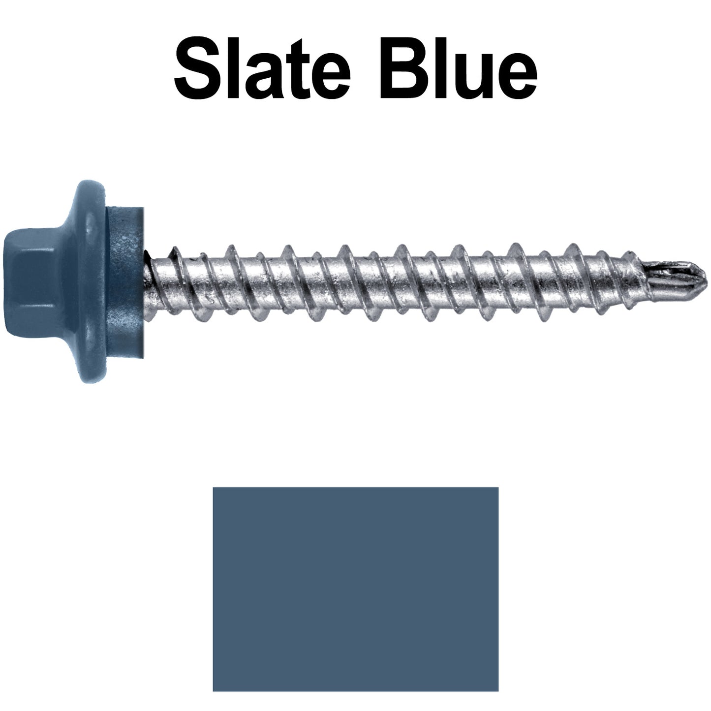 #10 x 1-1/2" Stainless Steel Mini Driller Sheet Metal Roofing Screw - Hex Washer Cap - Self starting metal to wood siding screws - EPDM washer. Colored head.
