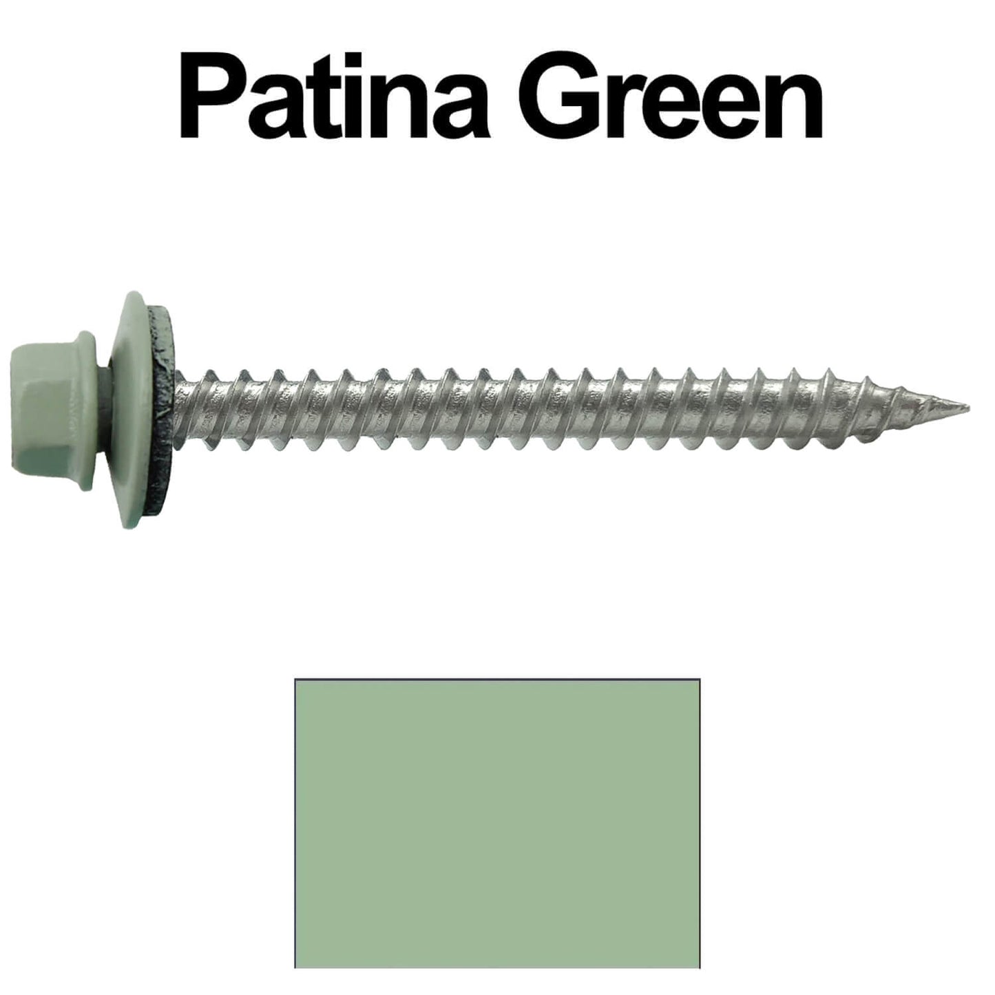 #9 x 2" Stainless Steel Metal Roofing Screws - Hex Washer Head - Self-Piercing (SP) tip metal to wood. EPDM washer. Colored head.