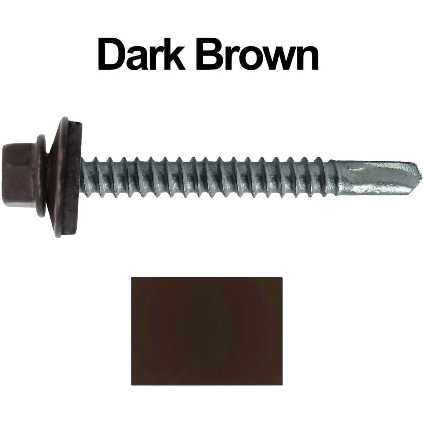 #12 x 2-1/2" Metal to Metal Type #3 Metal Roofing Screws - Hex Head Drill Point - 9/16" EPDM Washer. Colored head.