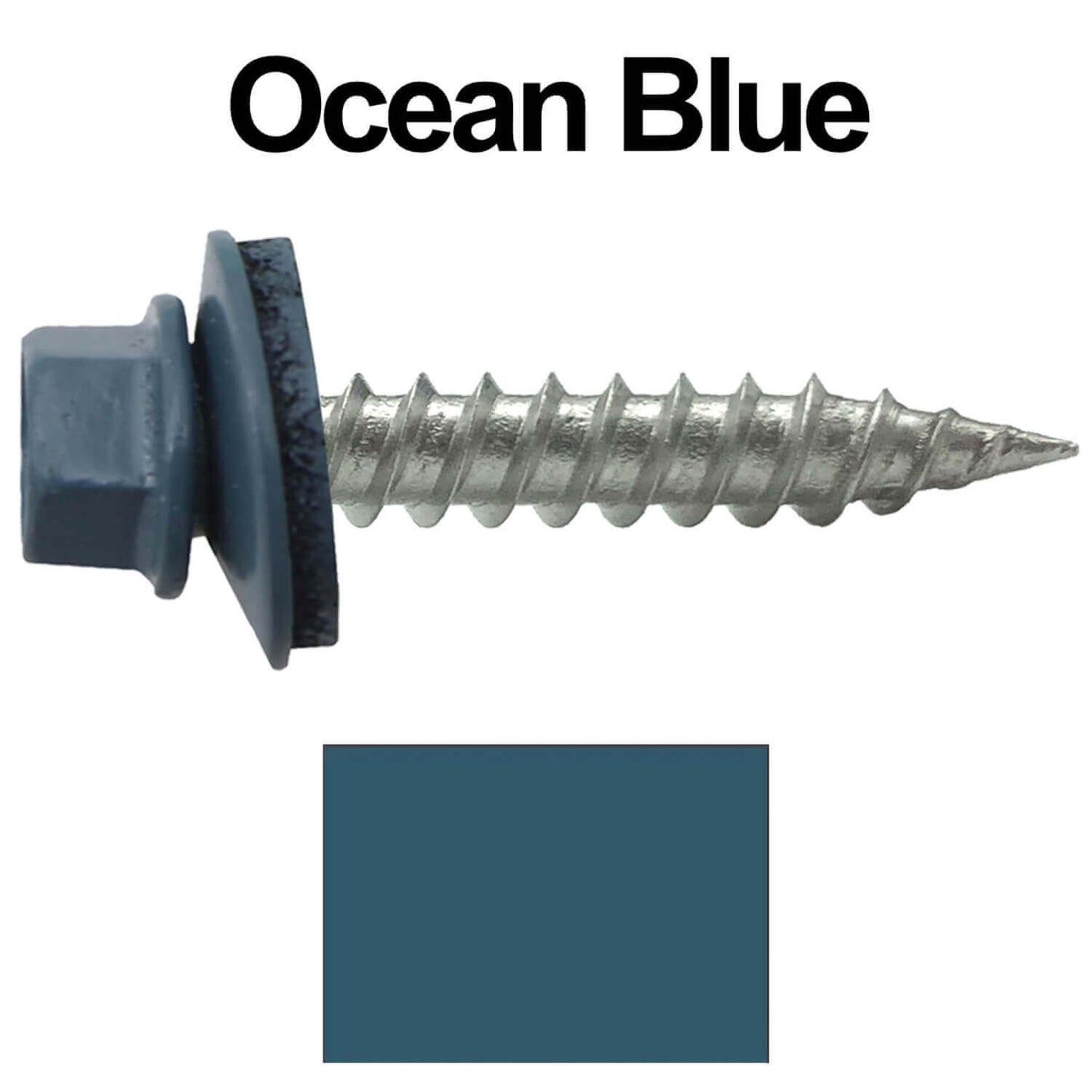 #9 x 1" Stainless Steel Metal Roofing Screws - Hex Washer Head - Self-Piercing (SP) tip metal to wood siding screws. EPDM washer. Colored head.