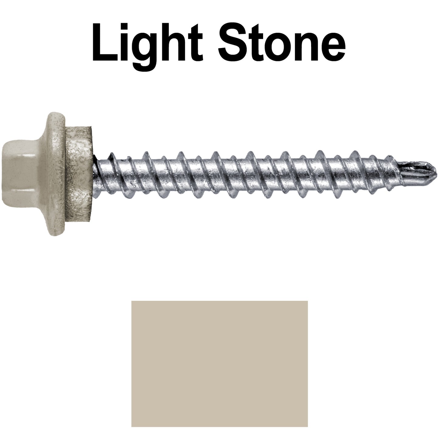 #10 x 1-1/2" Stainless Steel Mini Driller Sheet Metal Roofing Screw - Hex Washer Cap - Self starting metal to wood siding screws - EPDM washer. Colored head.