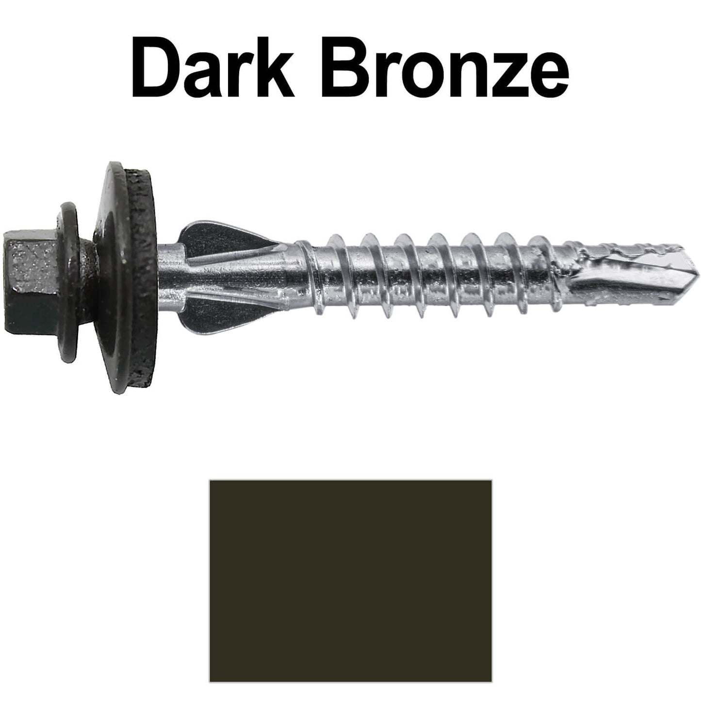 12 X 1-1/2" PFP STAINLESS STEEL Fastener - 1/4" Washer Hex Head - #3 Drill Point Tip - For Polycarbonite, Fiberglass and PVC sheeting. Colored head.
