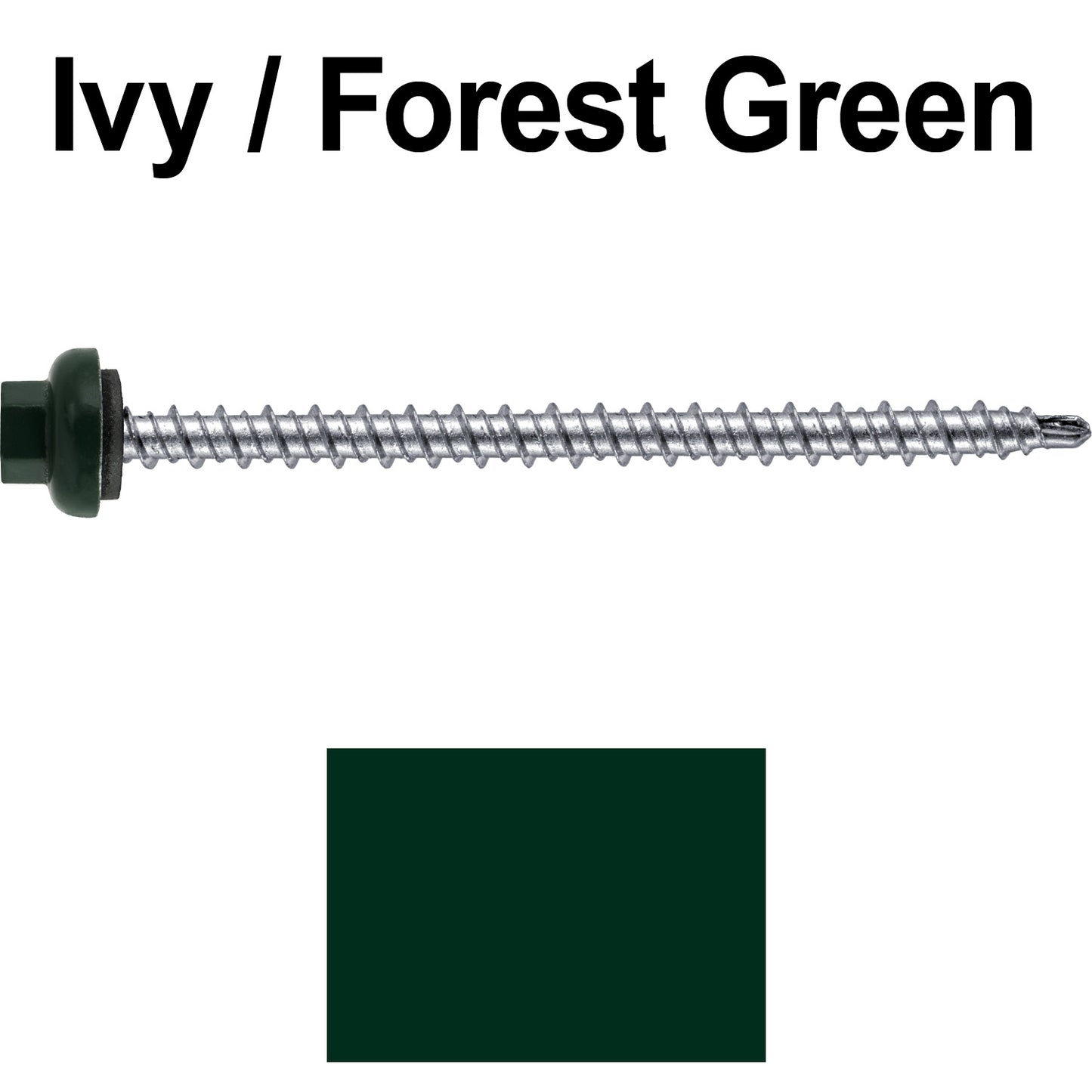 10 X 3" Zinc Aluminum Cap MINI-DRILLER Roofing Screws HI-LO THREAD Zinc Plated Carbon Steel Shank - EPDM Washer - Colored head