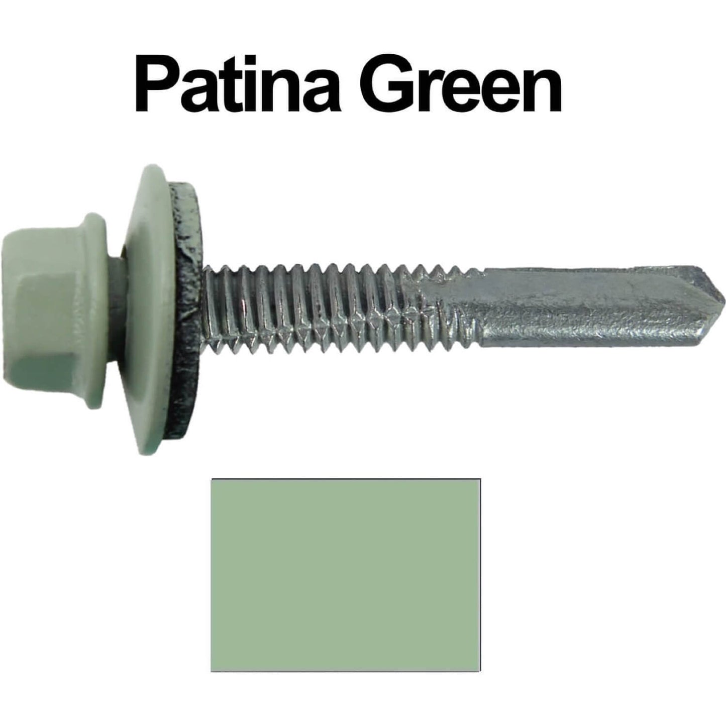 #12 x 1-1/2" Metal to Metal Type #5 Roofing Screws - Hex Head Drill Point. 9/16" EPDM Washer. Colored Head.