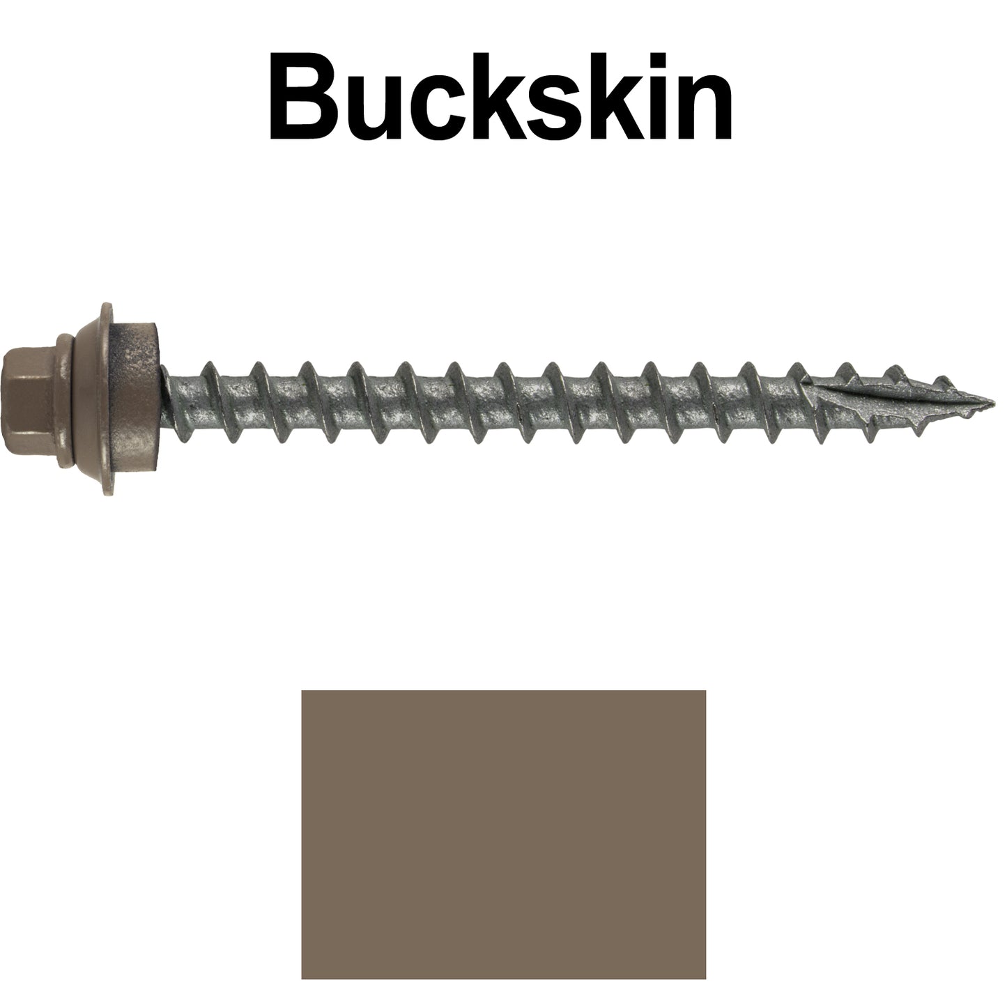12 X 2-1/2" Metal Roofing Screws For OSB and Plywood - Galvanized Metal to Wood Type 17 Tip - 1/4" Hex Head - Assembled EPDM Washer